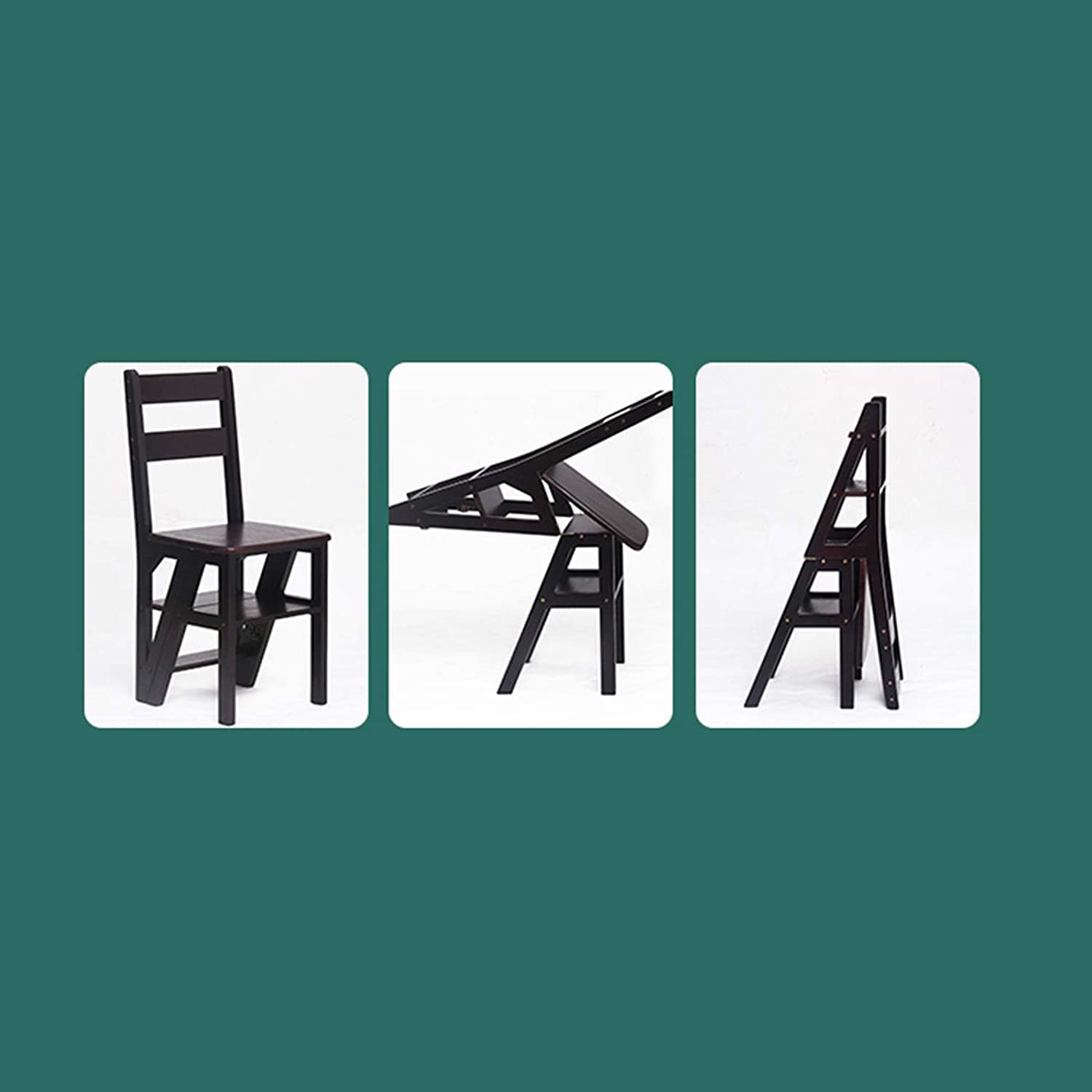 Multi-Purpose Wooden Step Stool Ladder - Foldable Chair for Home, Decorative 4-Step Stool for Kitchen, Bathroom & Storage Use