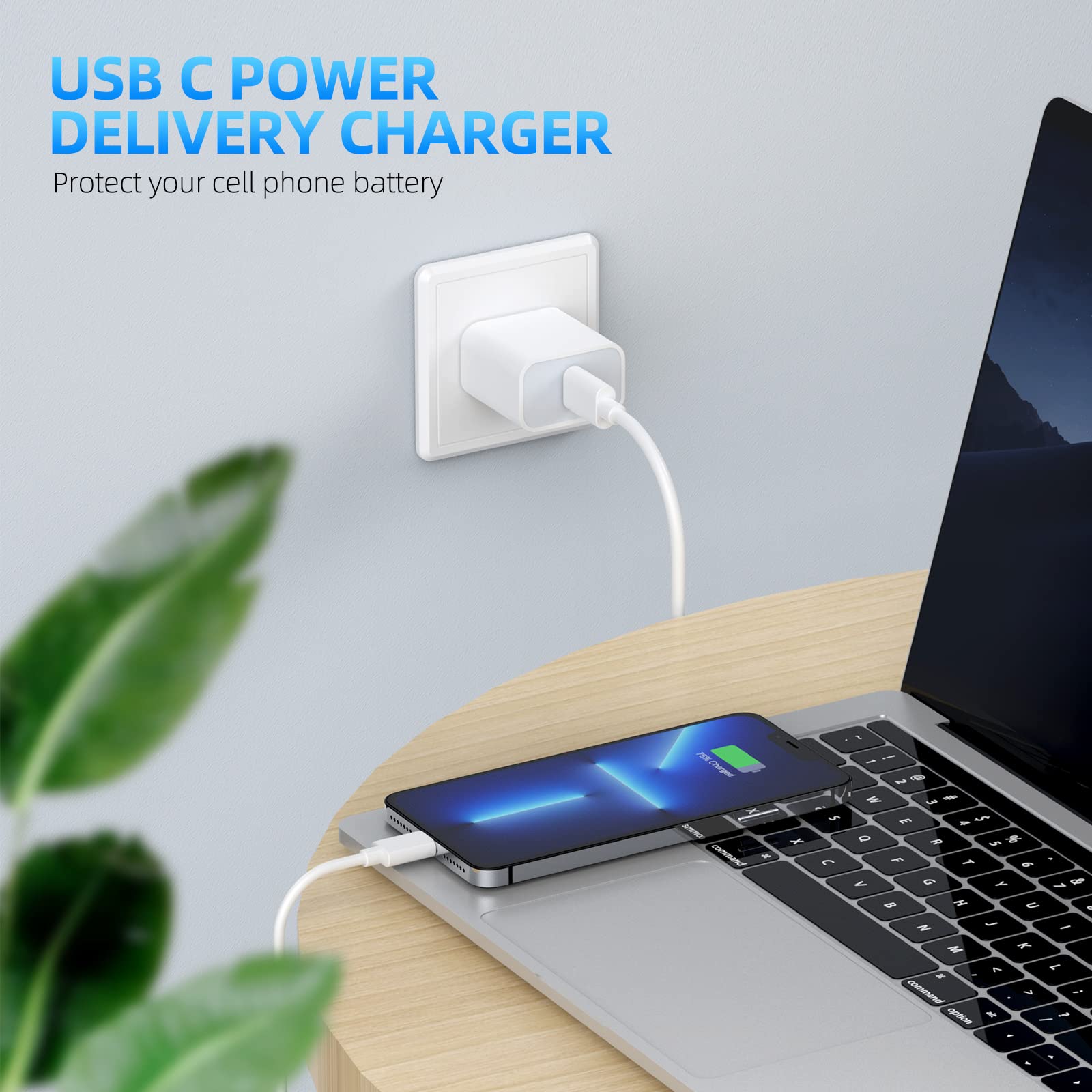 Apple MFi Certified Fast Charger 3-Pack with 6FT USB C to Lightning Cable - Super Fast Charging for iPhone 14 Pro Max/14 Plus/13 Mini/13/12/11/X/SE & AirPods - Perfect for Home, Office & Travel Charging