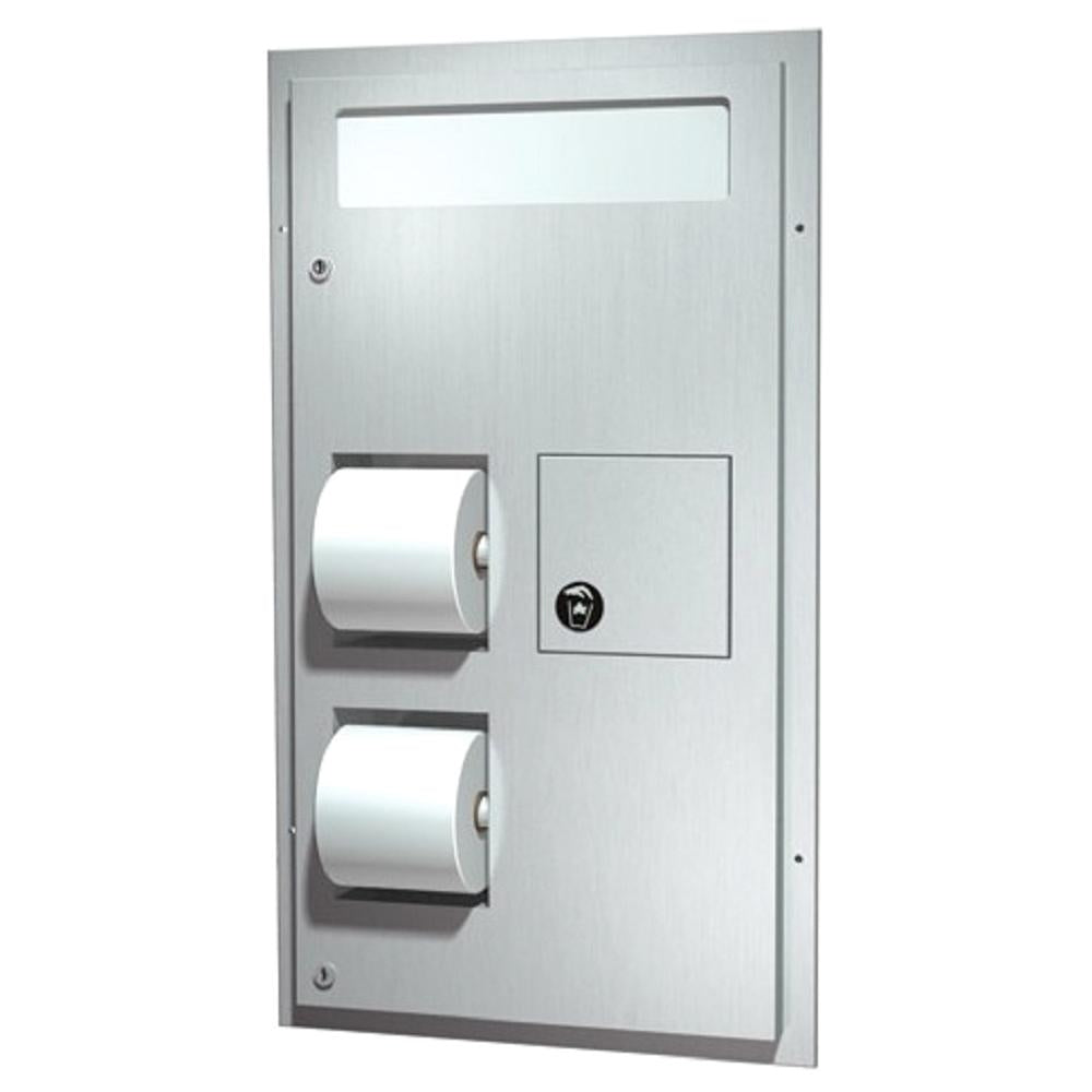 HCR Toilet Seat Cover & Toilet Tissue Dispenser with Sanitary Napkin Disposal - Dual Access Partition Mounted for Public Restrooms, Offices, and Commercial Spaces