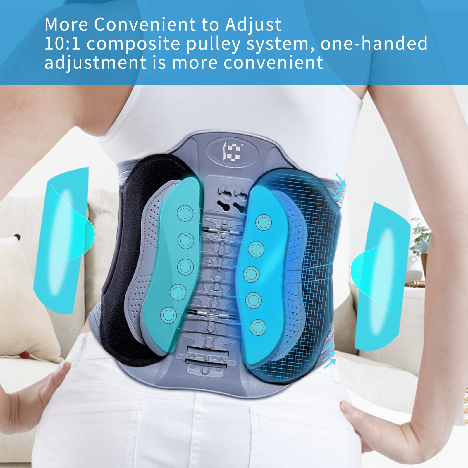 Breathable Adjustable Back Brace for Lower Back Pain Relief - Lumbar Support Belt for Herniated Disc, Sciatica & Scoliosis - Comfortable Lumbar Pad & Support Straps (XL) - Ideal for Office Work, Sports & Post-Surgery Recovery