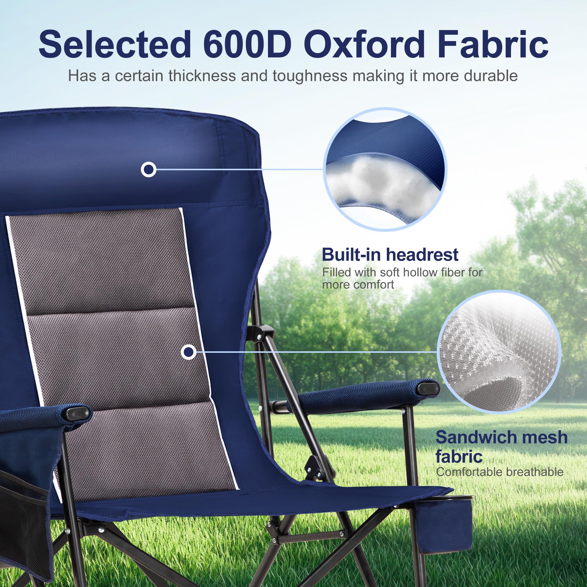 **LET'S CAMP Oversized Heavy Duty Camping Chairs - 29.52
