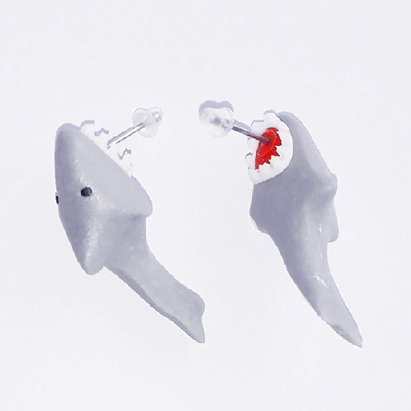 Cute 3D Shark Bite Stud Earrings for Women & Girls - Polymer Clay Unique Jewelry Gift for Christmas, Birthday & Party Accessories