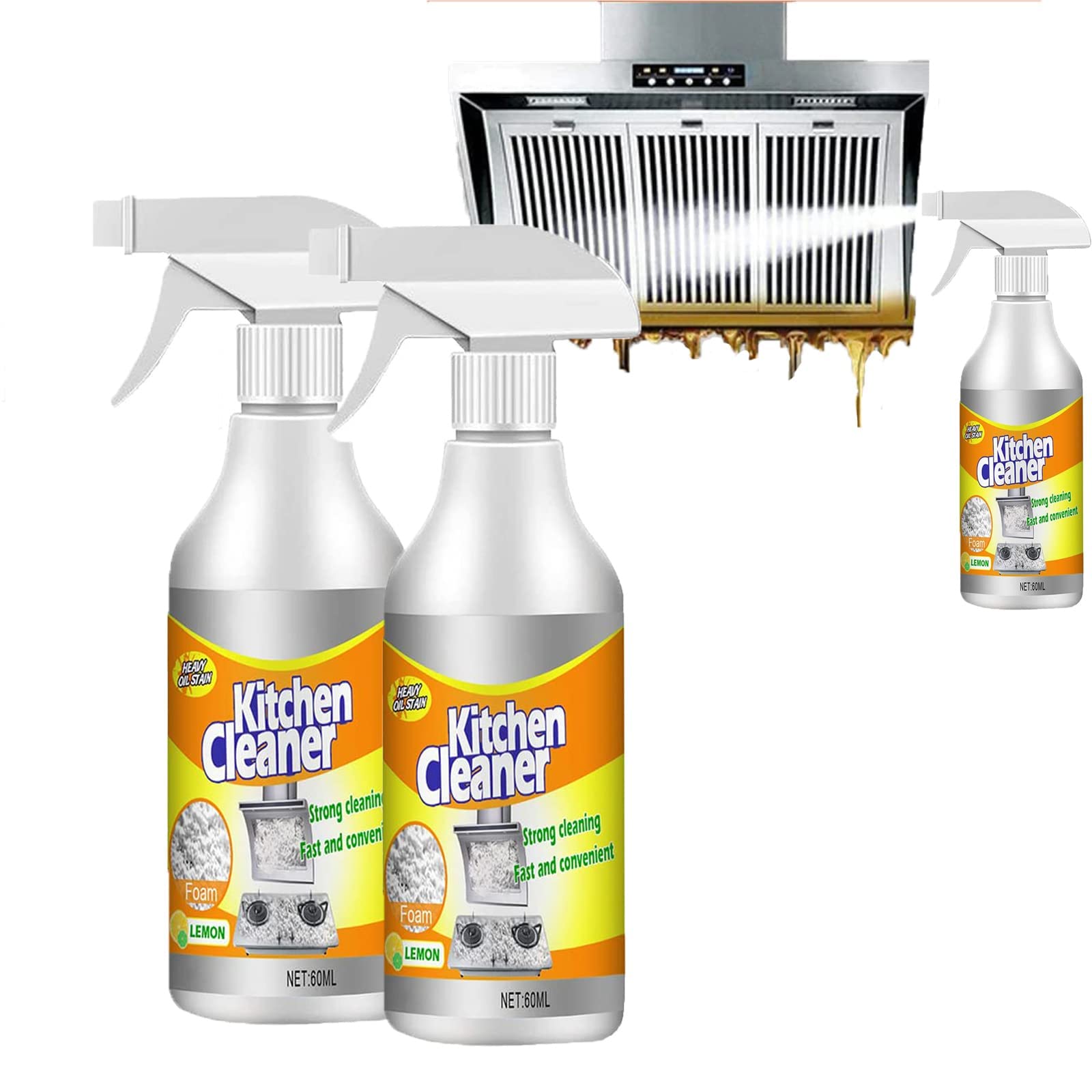 All-Purpose Kitchen Cleaner & Heavy Duty Degreaser Spray - 2 Pack | Powerful Foaming Formula for Stubborn Oil Stains | Safe for Kitchen, Bathroom, Car & Outdoor Grills | Eco-Friendly Multi-Surface Cleaner for Home & Commercial Use