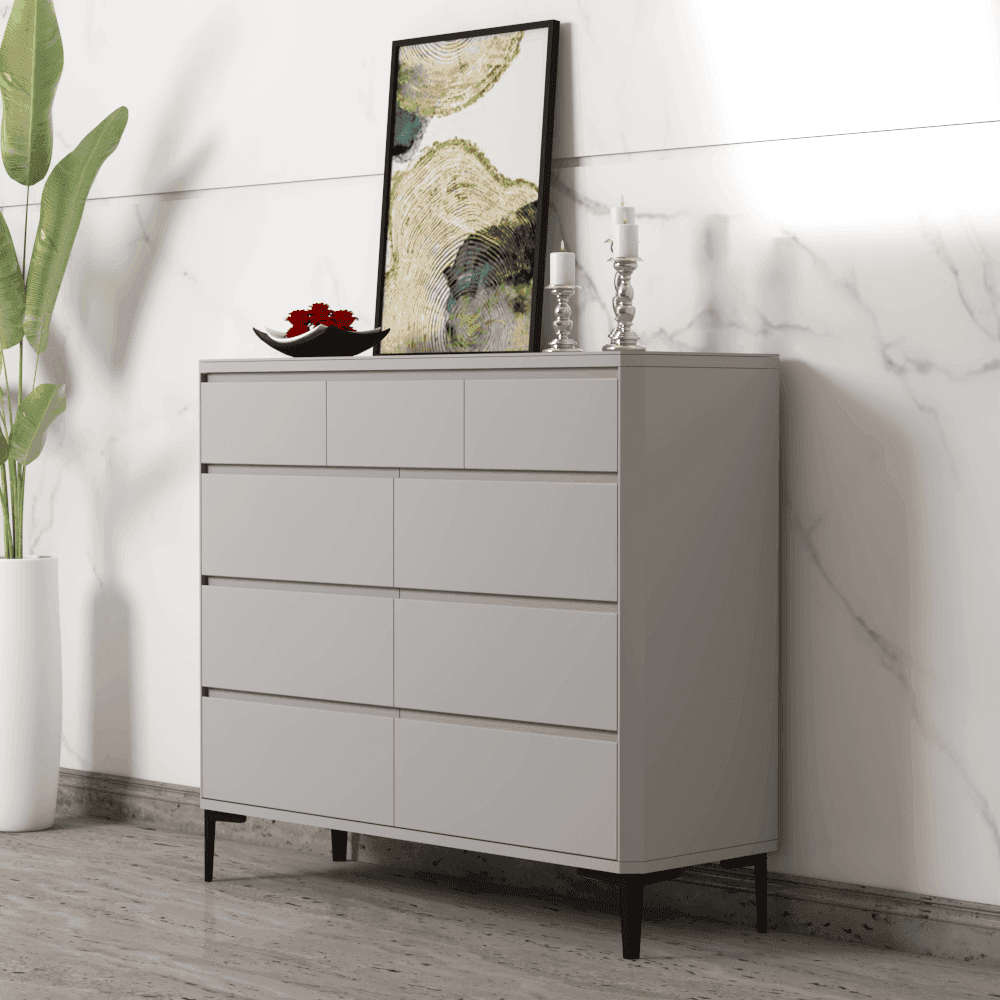 Lavo II Polished Sintered Stone Chest of Drawers - Modern Bedroom Dresser with 5 Drawers for Storage | Perfect for Bedroom, Living Room & Office Organization