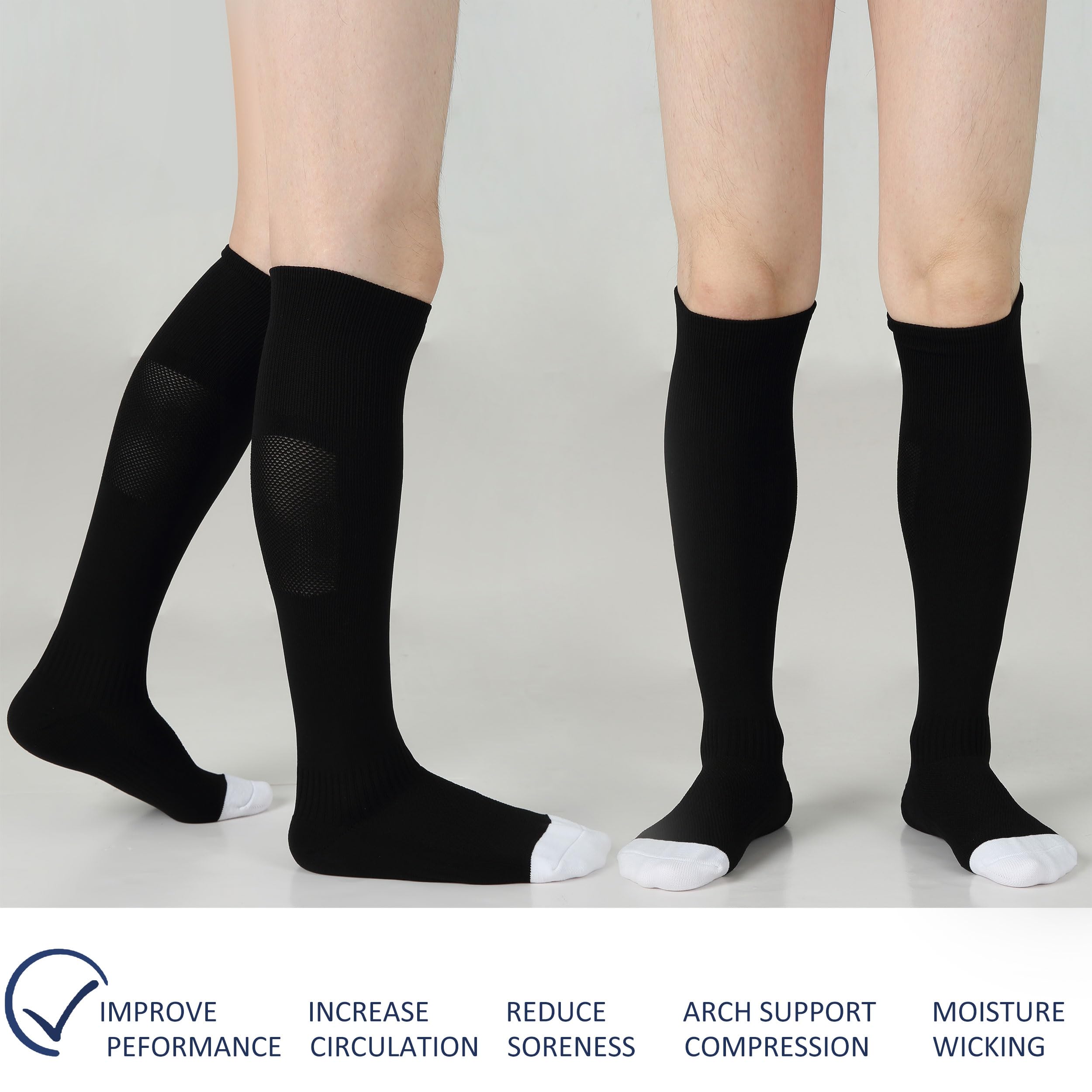 Sunew Soccer Baseball Socks 2/3 Pack - Breathable Athletic Socks for Men, Women & Youth - Multi-Sport Socks for Football, Softball, Volleyball - Comfortable Sports Socks for Training & Games (4 Sizes)