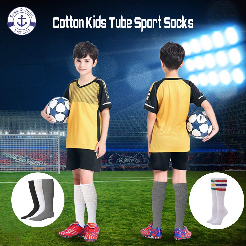 Yacht & Smith 14 Inch Cotton Kids Tube Socks - Bulk Pack for Boys & Girls (Size 4-6) - Comfortable Athletic Socks for School, Sports & Everyday Wear