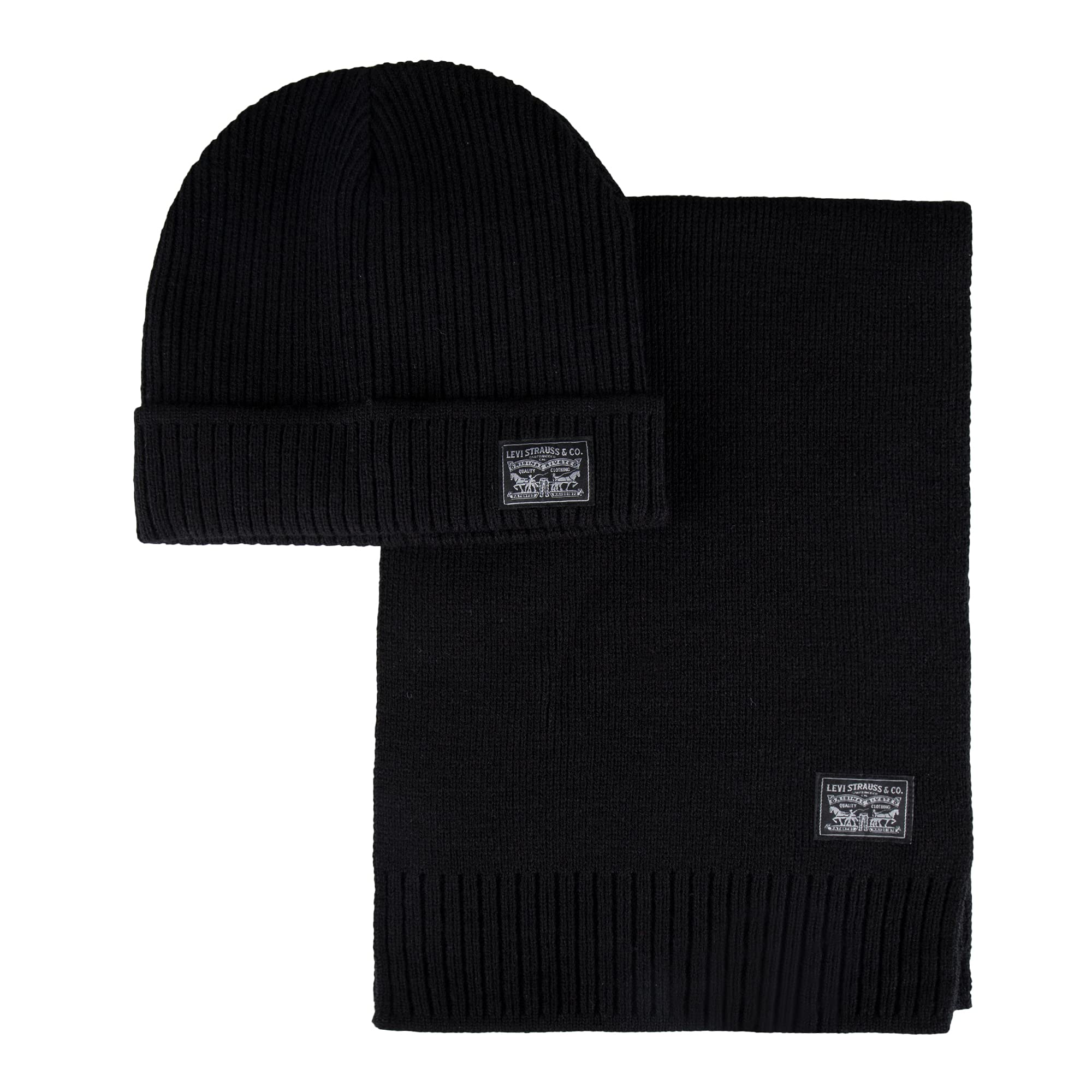 Levi's Men's Winter Warm Knit Beanie Hat and Scarf Set - Soft Fleece Lined for Cold Weather - Perfect for Skiing, Snowboarding & Outdoor Activities