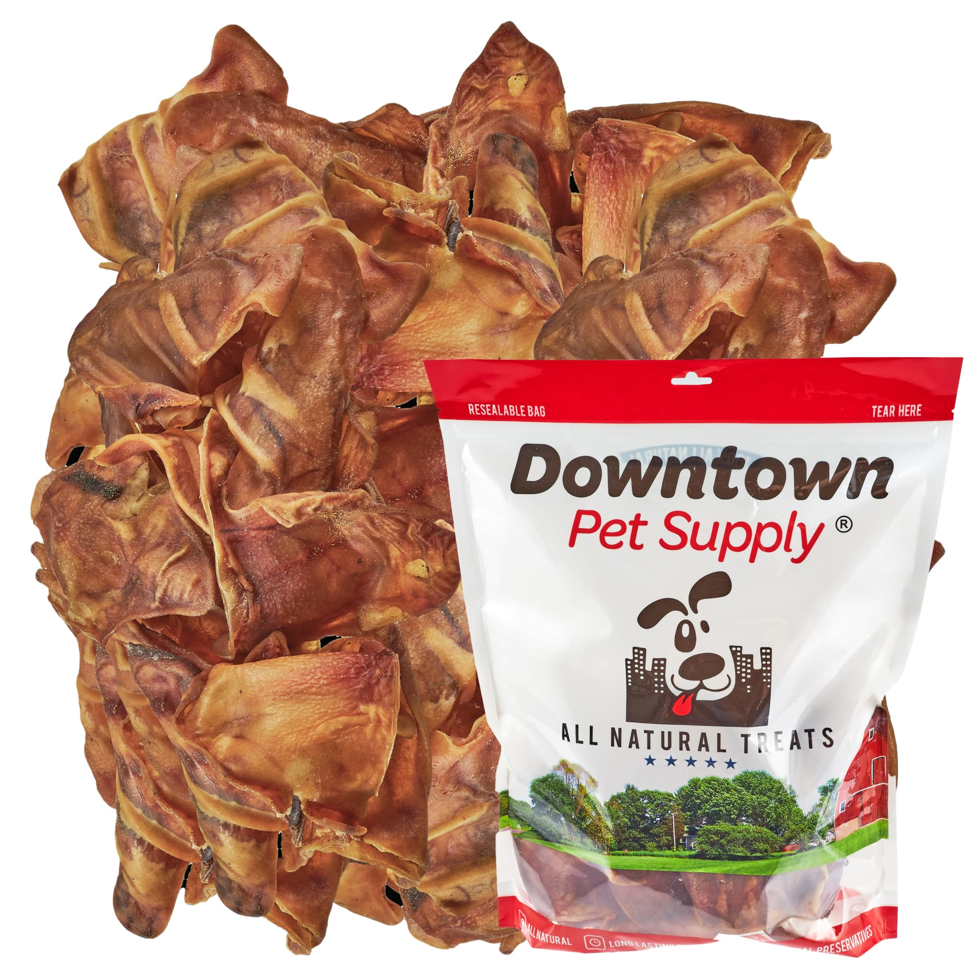 Premium Natural Pig Ears Dog Treats - 105 Pack | All-Natural Chews from South America & Turkey | Perfect for Training, Dental Health & Long-Lasting Entertainment