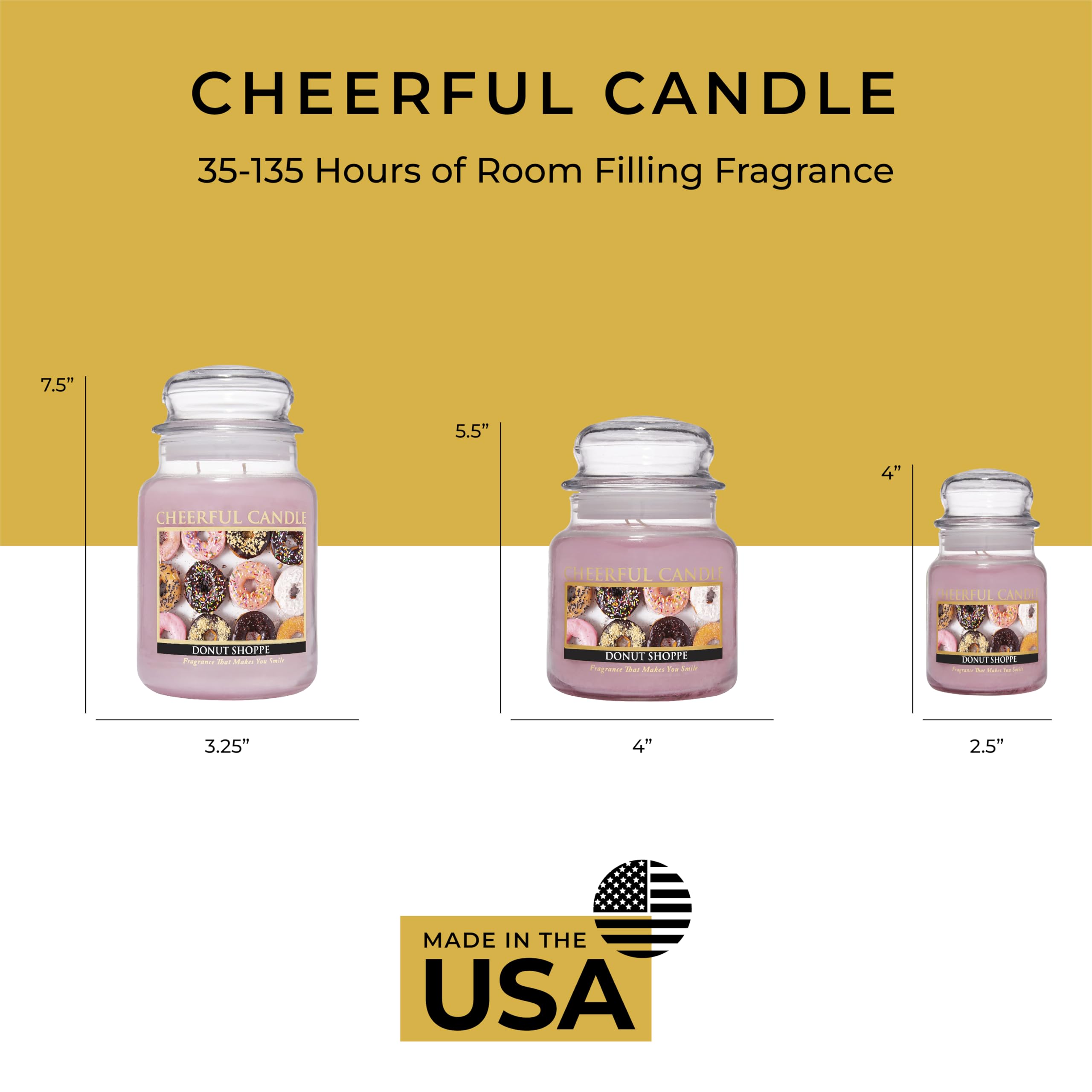 16oz Medium Scented Donut Shoppe Candle Jar with Lid - 80 Hours Burn Time - Pink Aromatic Candle Gift for Women - Perfect for Home Decor, Relaxation & Birthday Presents