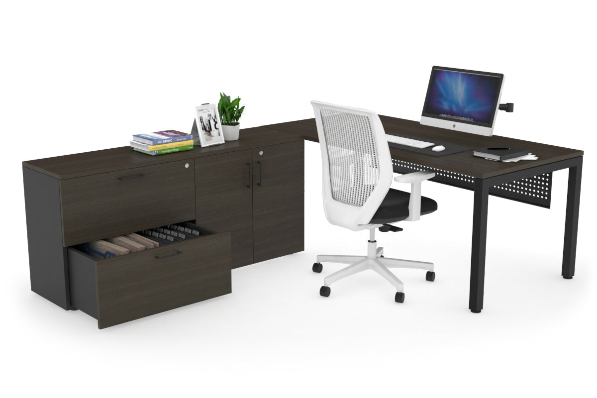 Quadro Square Executive Black Frame Office Desk [1800L x 700W] - Modern Workspace Solution for Home & Business Offices
