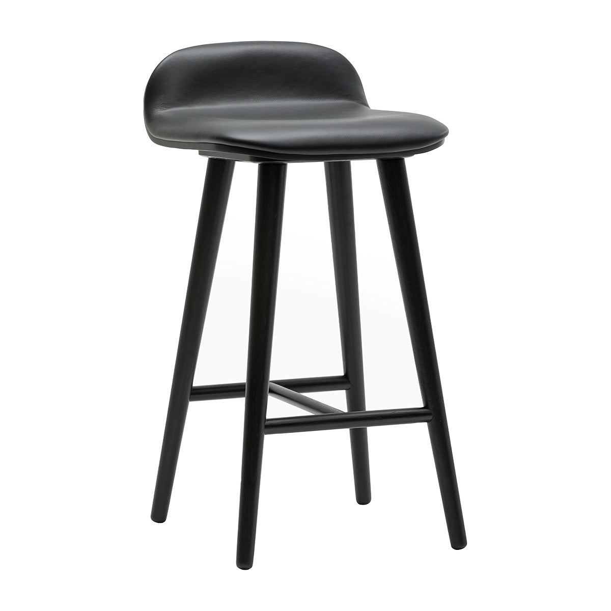 Premium Black Leather Bar Stool - Adjustable Height Modern Counter Stool for Kitchen Island, Home Bar & Dining Room - Comfortable PU Leather Seat with Metal Base