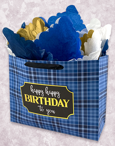 Happy Plaid Birthday Gift Bags - Premium Party Favor Bags for Birthdays, Baby Showers & Special Occasions - Perfect for Candy, Treats & Small Gifts