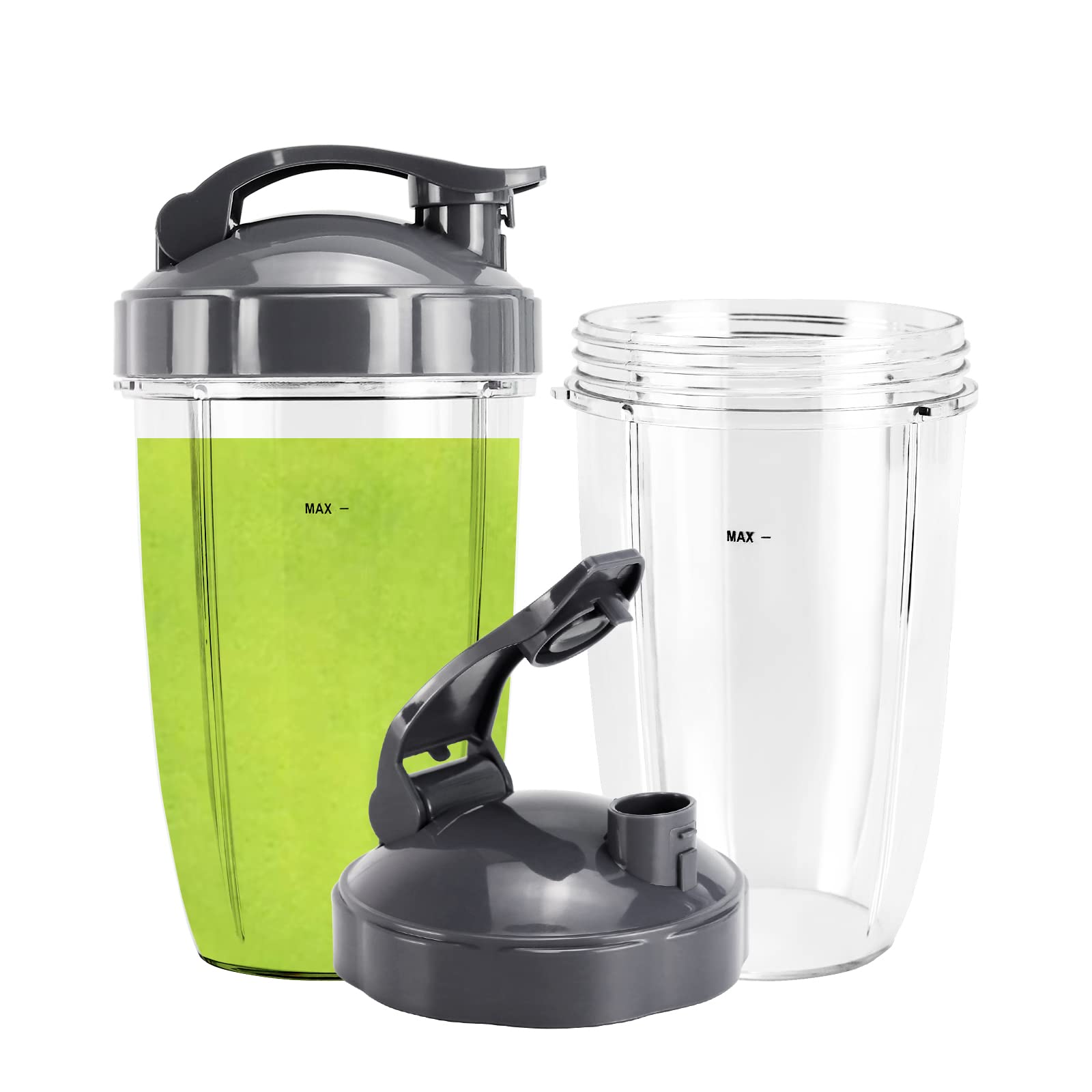 2-Pack 24 oz Blender Replacement Cups for NutriBullet Pro 900W & 600W - Compatible with Extractor Blades & Includes 2 Flip-Top Lids - Perfect for Smoothies, Juicing & On-the-Go Drinks