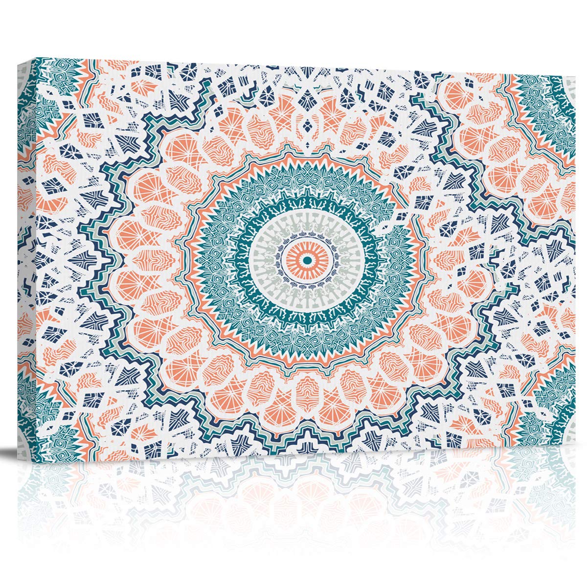 Abstract Mandala Floral Canvas Wall Art Print - Stretched & Framed Office/Living Room/Bedroom Decor (24x32 Inch) - Perfect for Meditation Spaces, Yoga Studios & Boho Home Decor