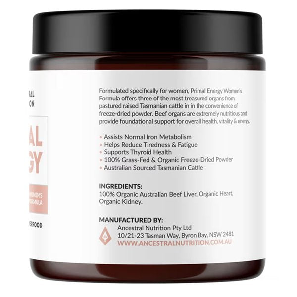 Ancestral Nutrition Primal Energy Supplement for Women - 100g Natural Energy Booster | Supports Focus & Vitality | Perfect for Busy Moms, Athletes & Professionals