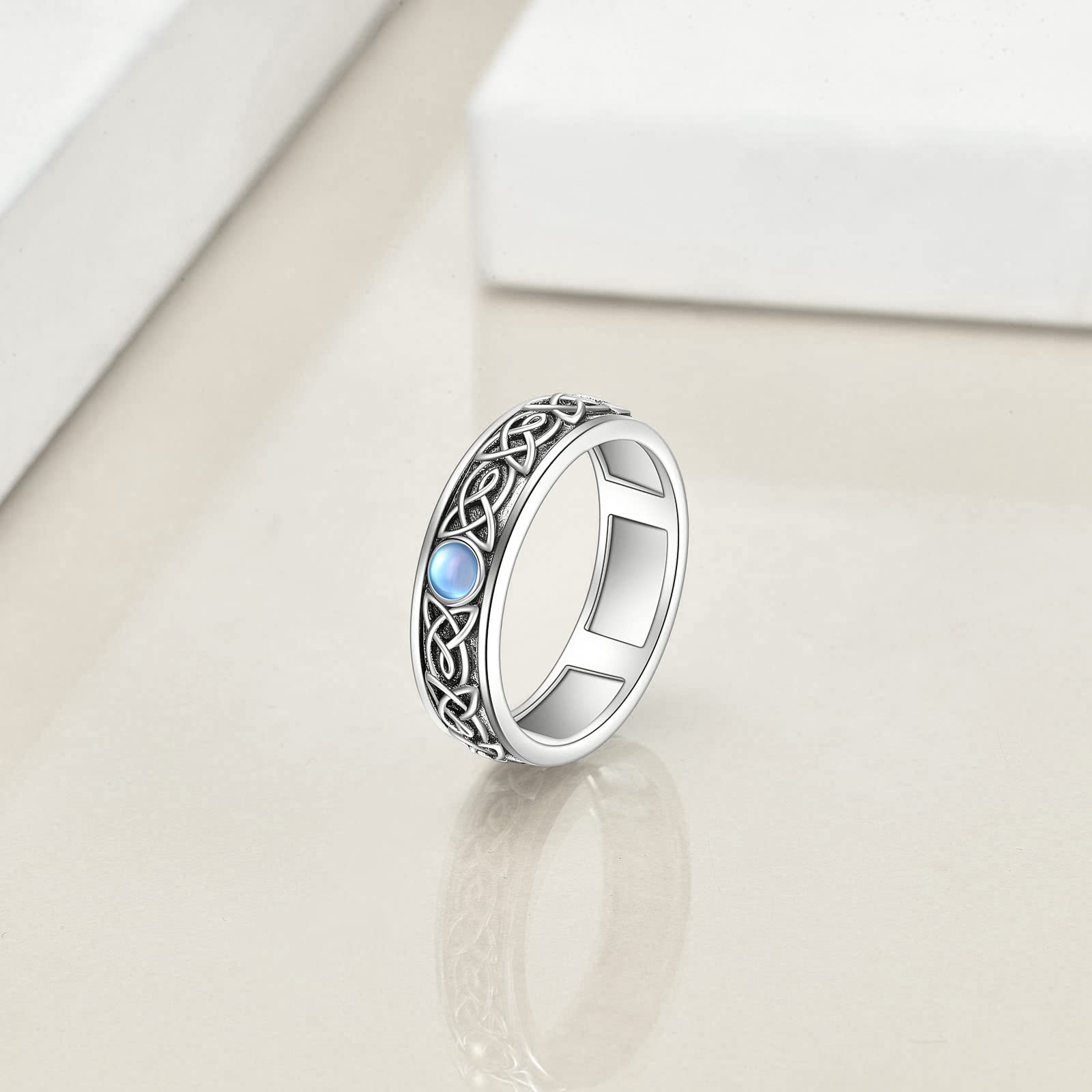 Sterling Silver Anxiety Spinner Ring for Women & Men - Rotatable Fidget Mood Ring to Relieve Stress & Worry - Perfect Gift for Anxiety Relief, ADHD, and Focus - Ideal for Office, Travel, and Daily Wear