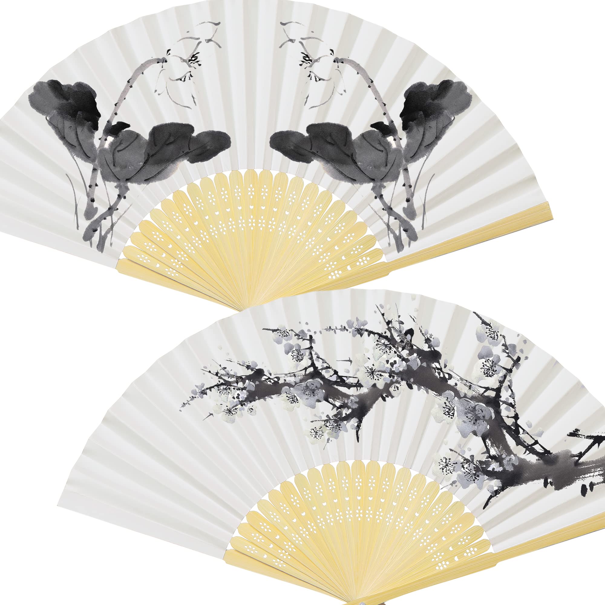 Coucoland 100 Pcs White Bamboo Folding Handheld Fan - Elegant Wedding Favors, Home Decor & Party Supplies for Bridal Showers, Dancing Events & Summer Cooling