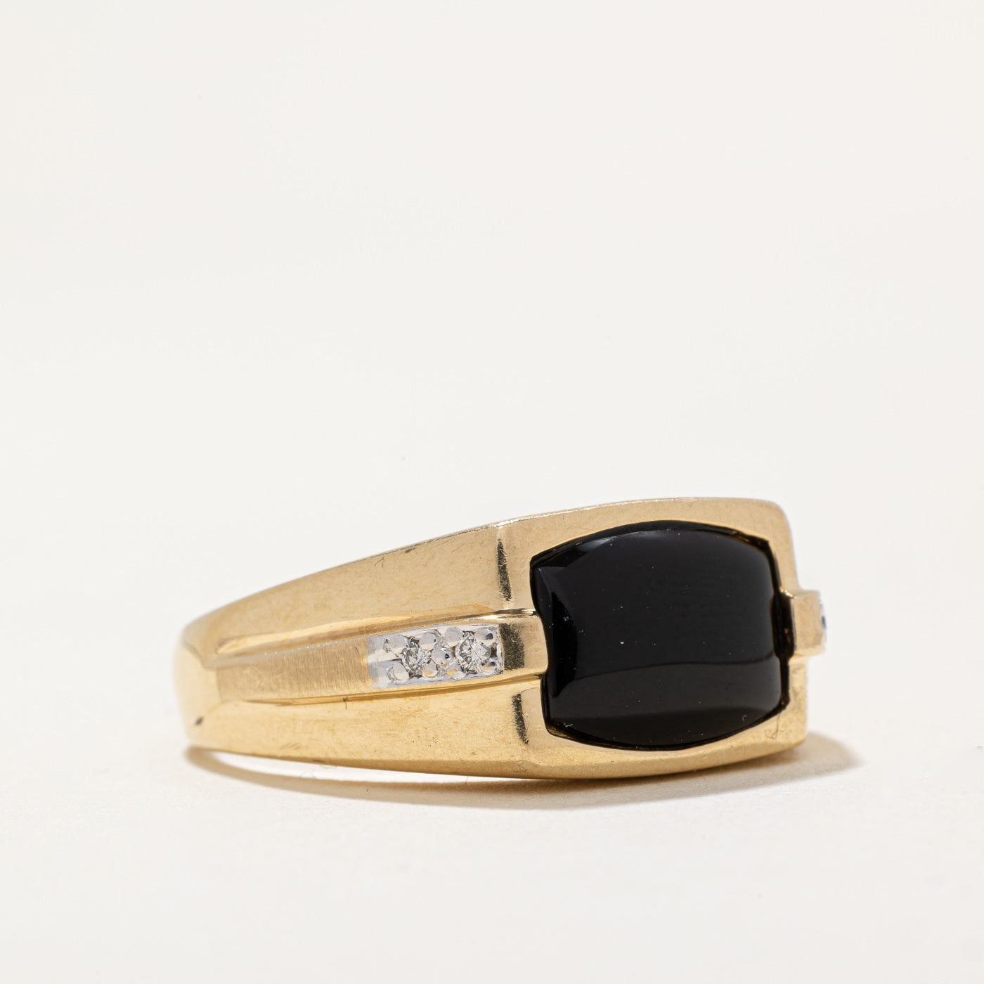 Onyx & Diamond Ring - 1.60ct Black Onyx with 0.02ctw Diamond Accents - Size 10.5 - Elegant Statement Jewelry for Women - Perfect for Evening Events, Weddings & Special Occasions