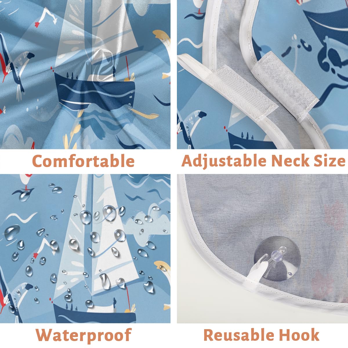 Men's Sailboat Print Shaving Bib - Waterproof Beard & Hair Dye Apron for Barbers, Stylists & DIY Grooming | Salon, Home & Sink Use | Perfect Gift for Beard Trimming & Haircut Lineup