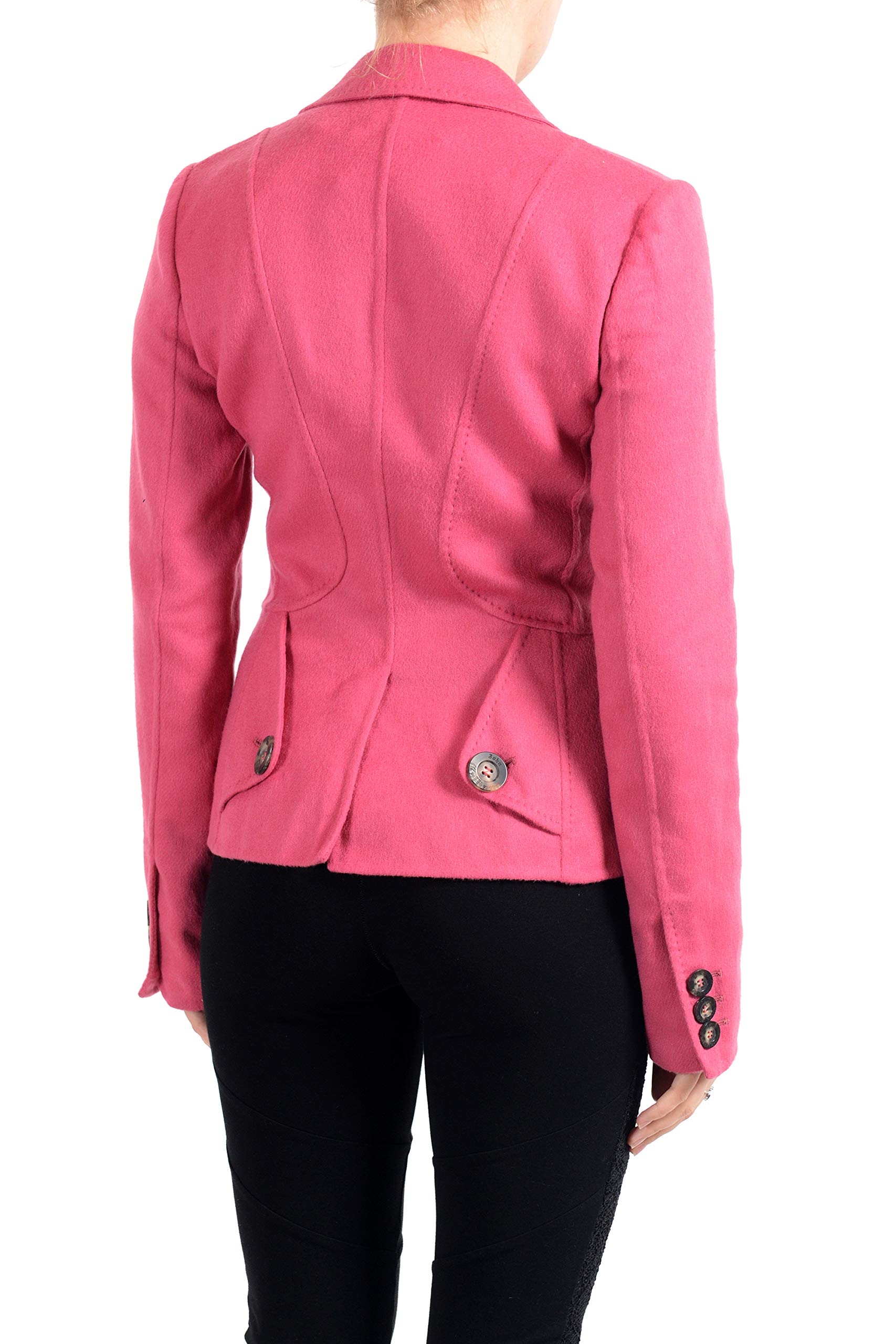 John Galliano Women's Pink Wool Cashmere Button Down Jacket | Size US M IT 42 | Winter Fashion Outerwear for Office & Casual Wear