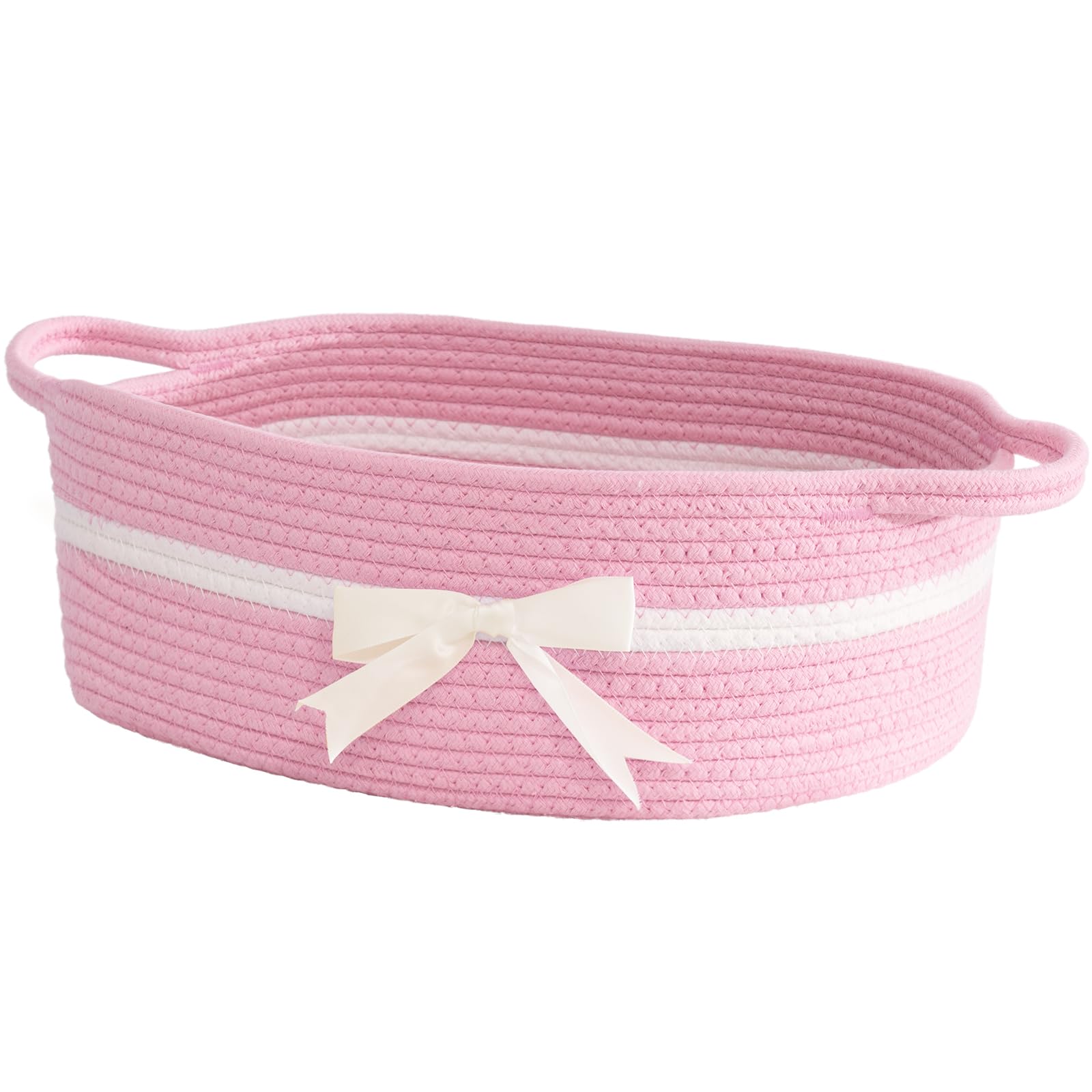 Pink Baby Gift Basket - Woven Nursery Storage for Toys & Towels (13x9.8x5