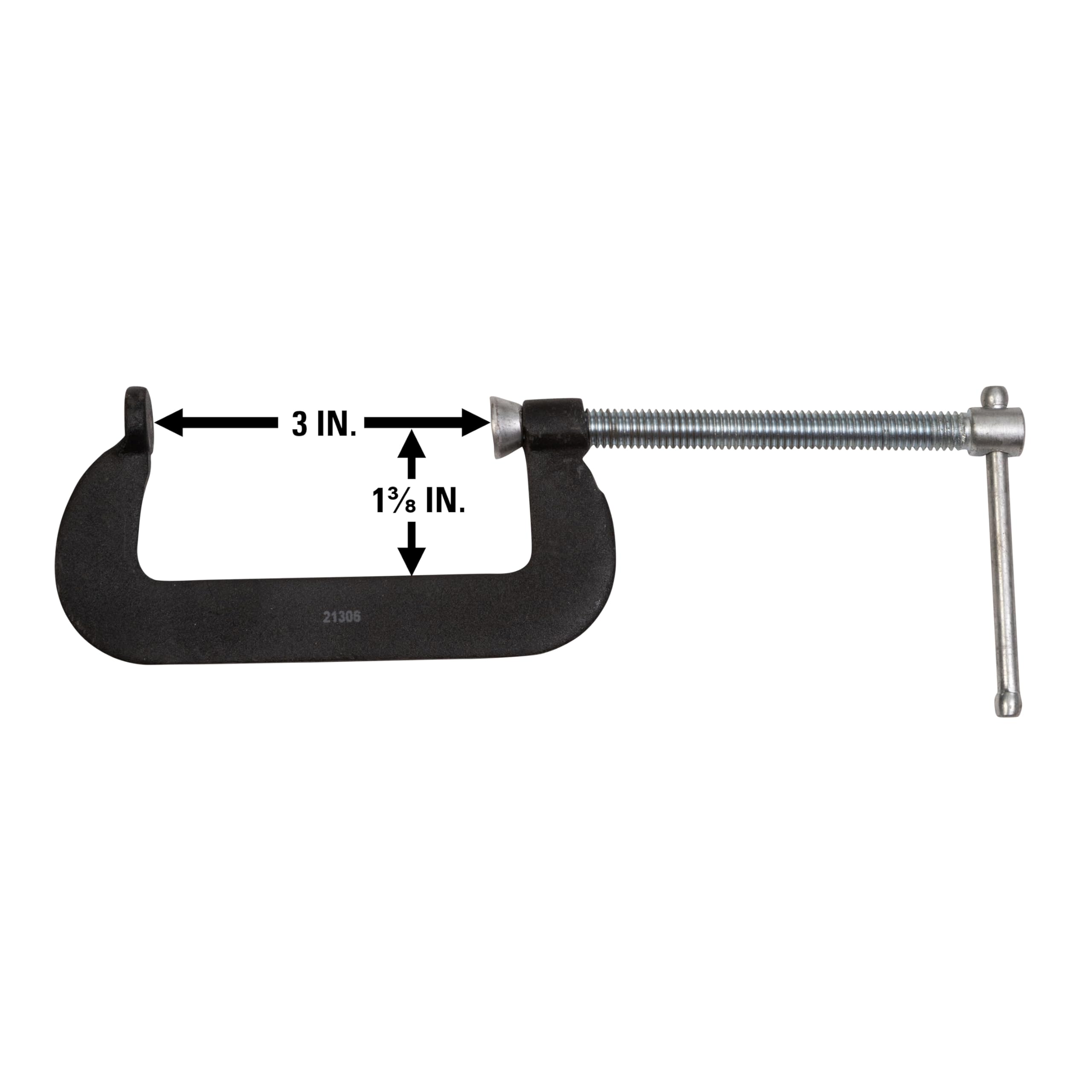 Wilton Super-Junior C-Clamp - 3 Inch Opening Capacity, 1-3/8 Inch Throat - Heavy Duty Metal Clamp for Woodworking, Metalworking & DIY Projects (Model 55)