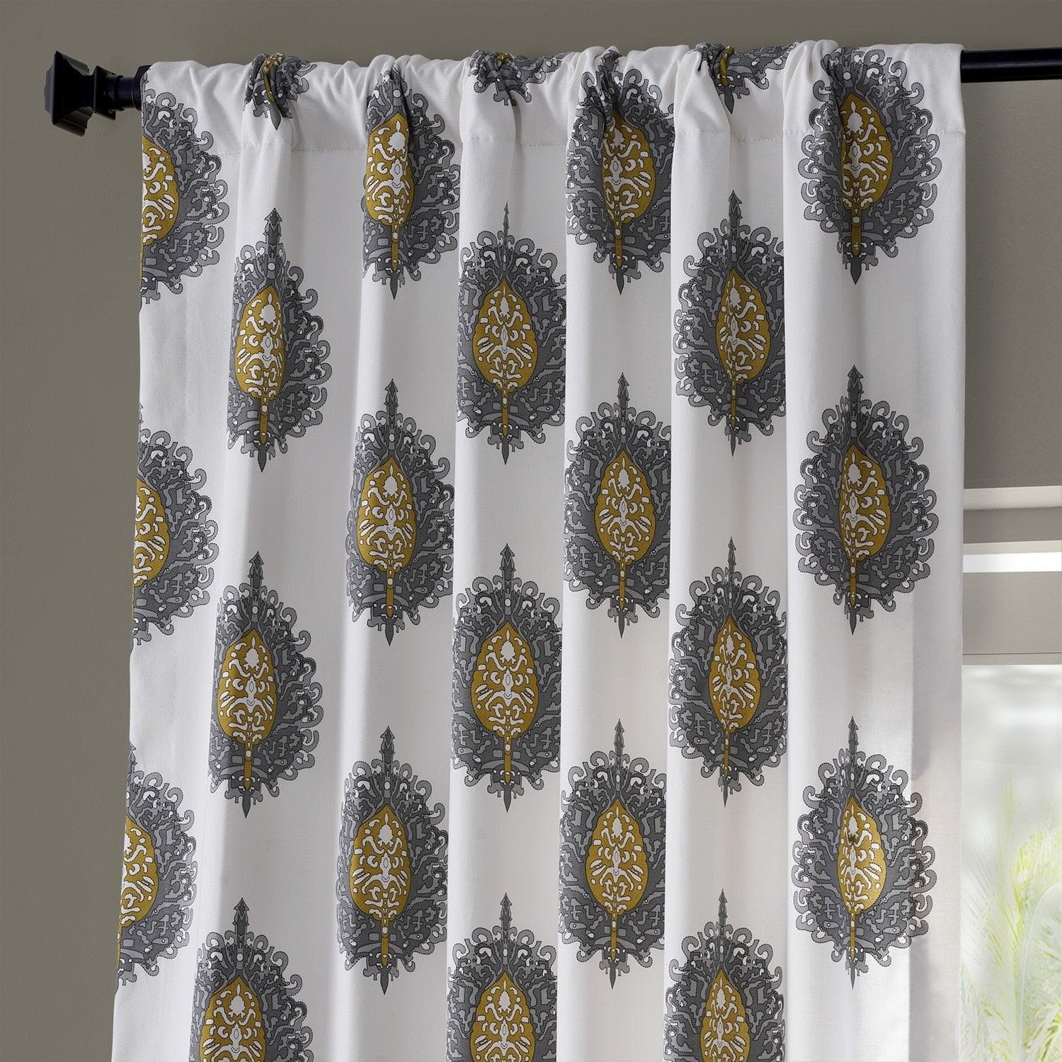 Mayan Gold Emblem Printed Blackout Curtains - 100% Cotton Thermal Insulated Drapes for Bedroom & Living Room | Blocks Sunlight & Noise for Better Sleep