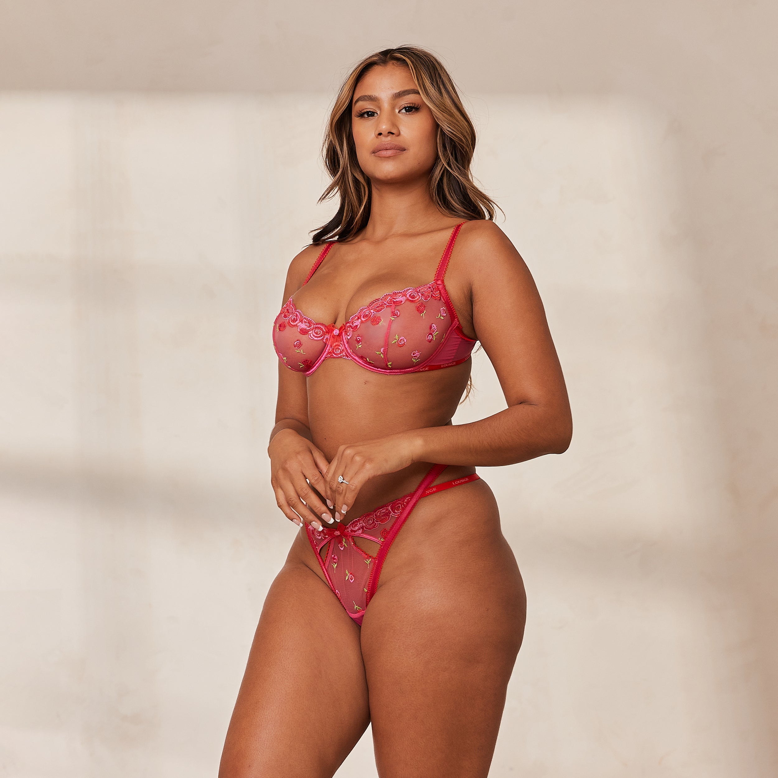 Blush Embroidered Balcony Bra - Hot Pink Lace Underwire Push Up Bra for Women | Perfect for Valentine's Day, Date Night & Special Occasions