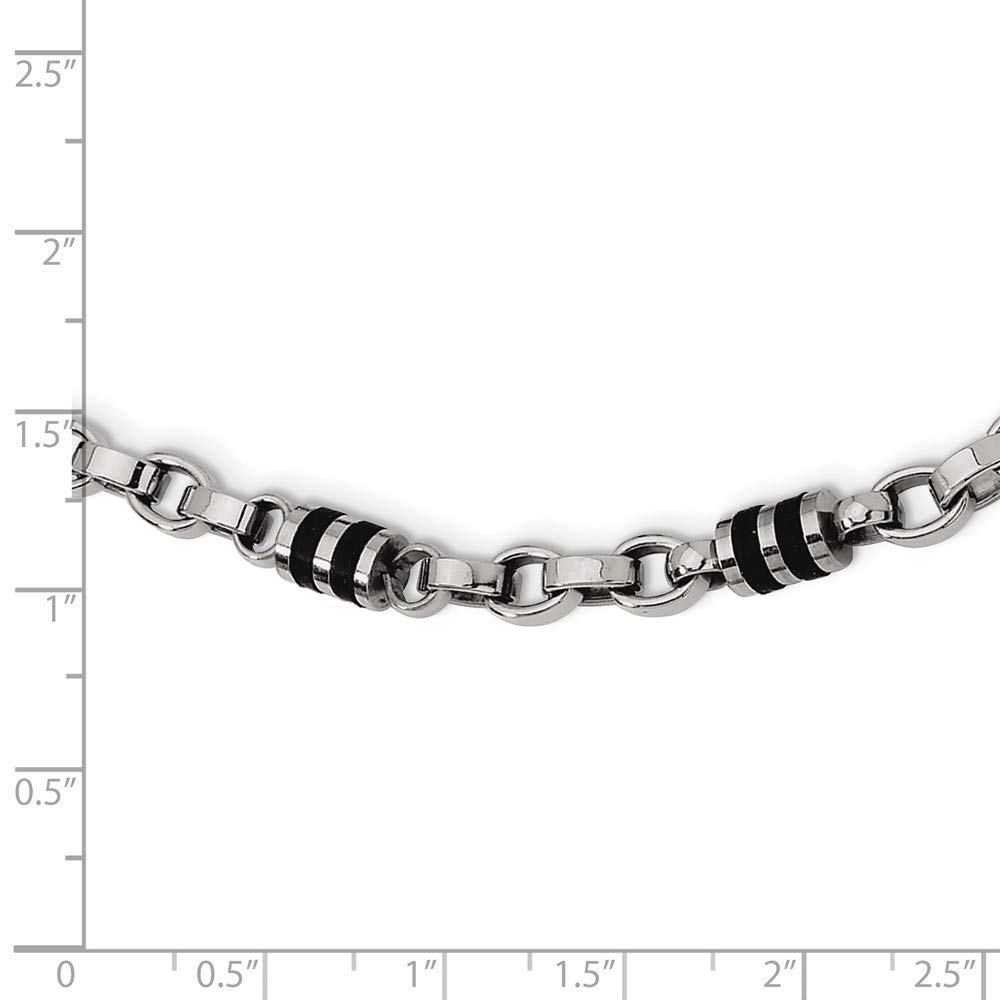 Stainless Steel Chisel Necklace with Rubber Accent - 22 Inch Barrel Link Chain for Men & Women | Perfect for Casual Wear, Date Night & Jewelry Gifting