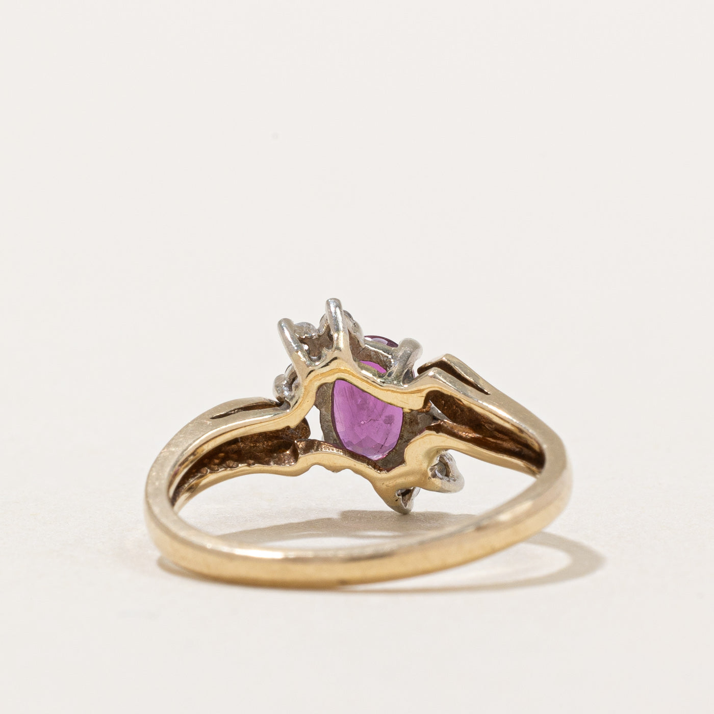 Exquisite Ruby & Diamond Bypass Ring - 0.40ct Ruby & 0.07ctw Diamonds - Size 5 - Perfect for Anniversary Gifts & Romantic Occasions