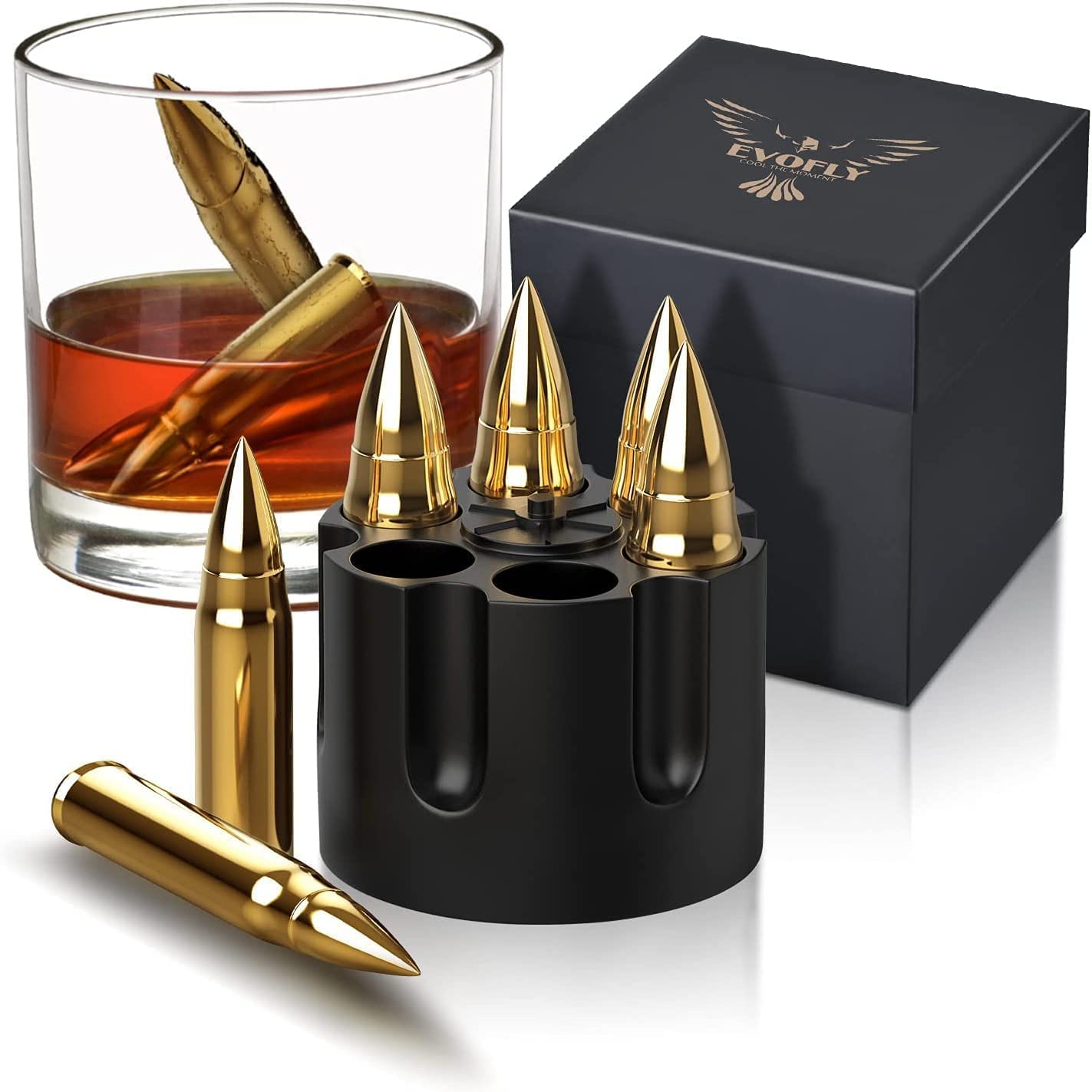 Whisky Stones Gift Set for Men - Non-Diluting Whiskey Chilling Rocks - Perfect for Dad, Husband, Birthday & Anniversary Gifts