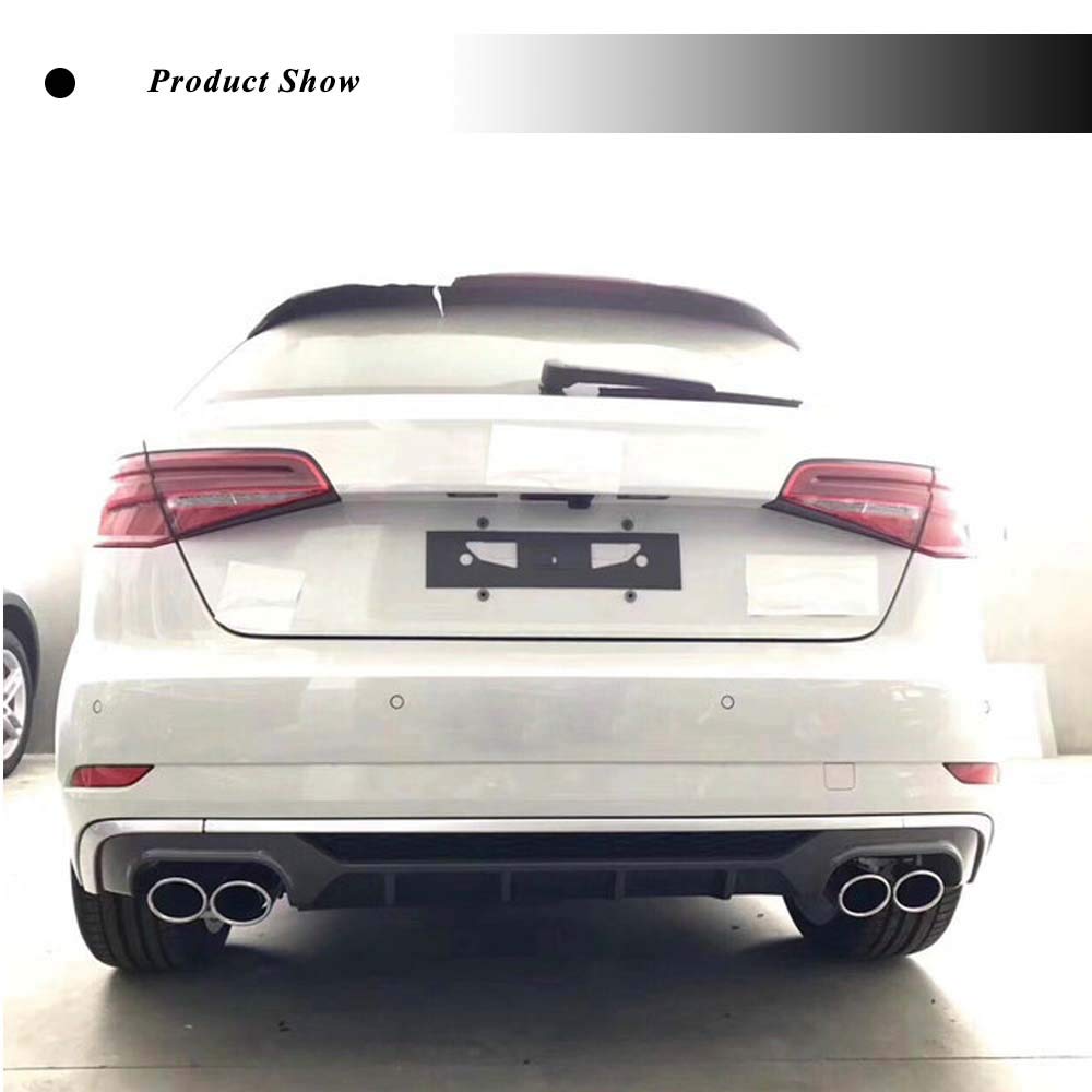 Audi A3 Rear Diffuser Bumper Lip Cover Spoiler - Black PP Material for 2017-2019 A3 Base Hatchback | Enhanced Aerodynamics & Sporty Look | Perfect for Street Racing & Car Modifications