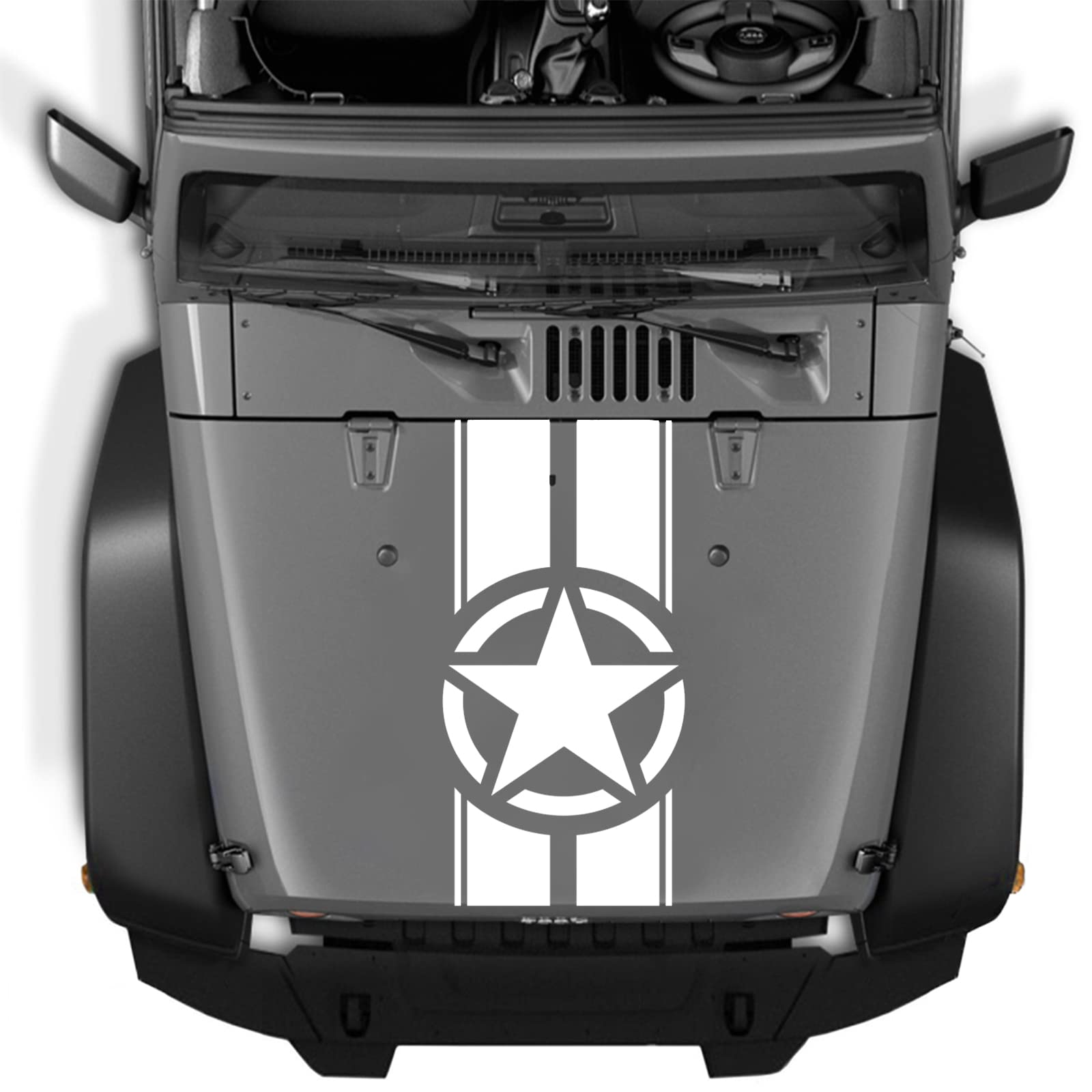 US Army Star Car Hood Stickers - Military Vinyl Decals for Trucks, Pickups, Vans & Off-Road Vehicles - Patriotic Star & Stripes Graphics for Hood & Body Side (White) - Perfect for Military Enthusiasts, Veterans & Patriotic Car Decor