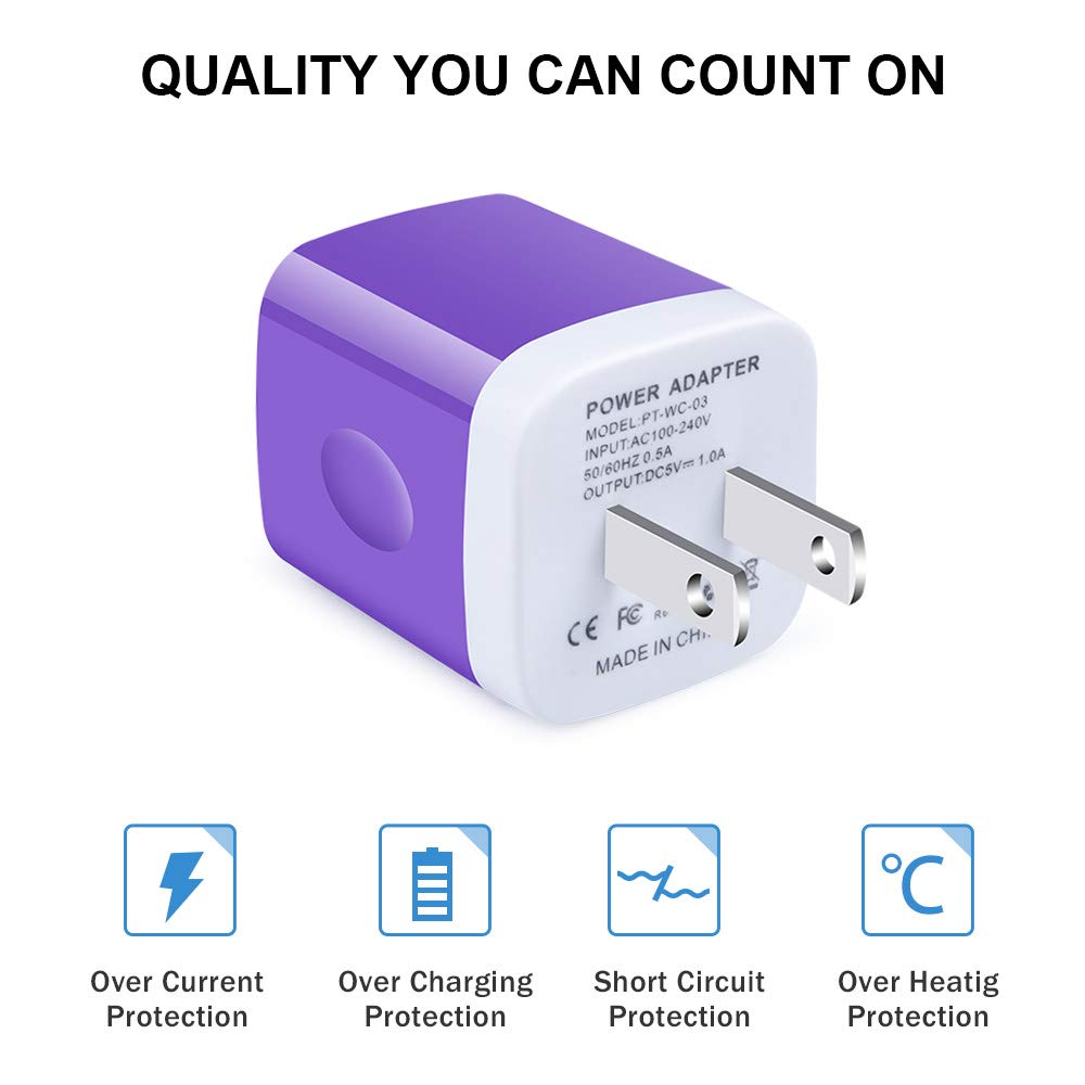 GiGreen 5-Pack USB Wall Charger Plug - Single Port Fast Charging Block Adapter for iPhone 16/15 Pro Max/14/13/12/11/X/8 & Samsung Galaxy S24 Ultra/A15 5G/A54/A14/S23/A13/A23/S22 - Perfect for Home, Office & Travel Charging
