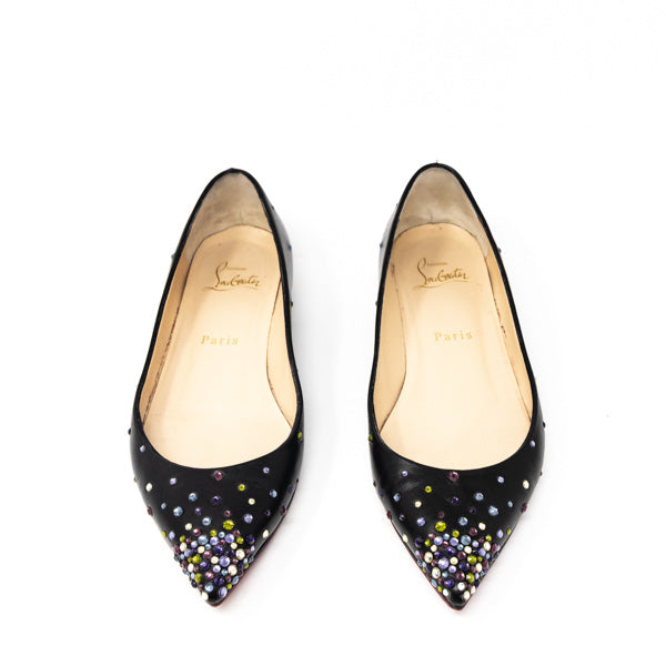 Christian Louboutin Black Degrastrass Flats Women's Size 36.5 | Luxury Designer Ballet Flats for Women | Perfect for Office, Parties & Special Occasions