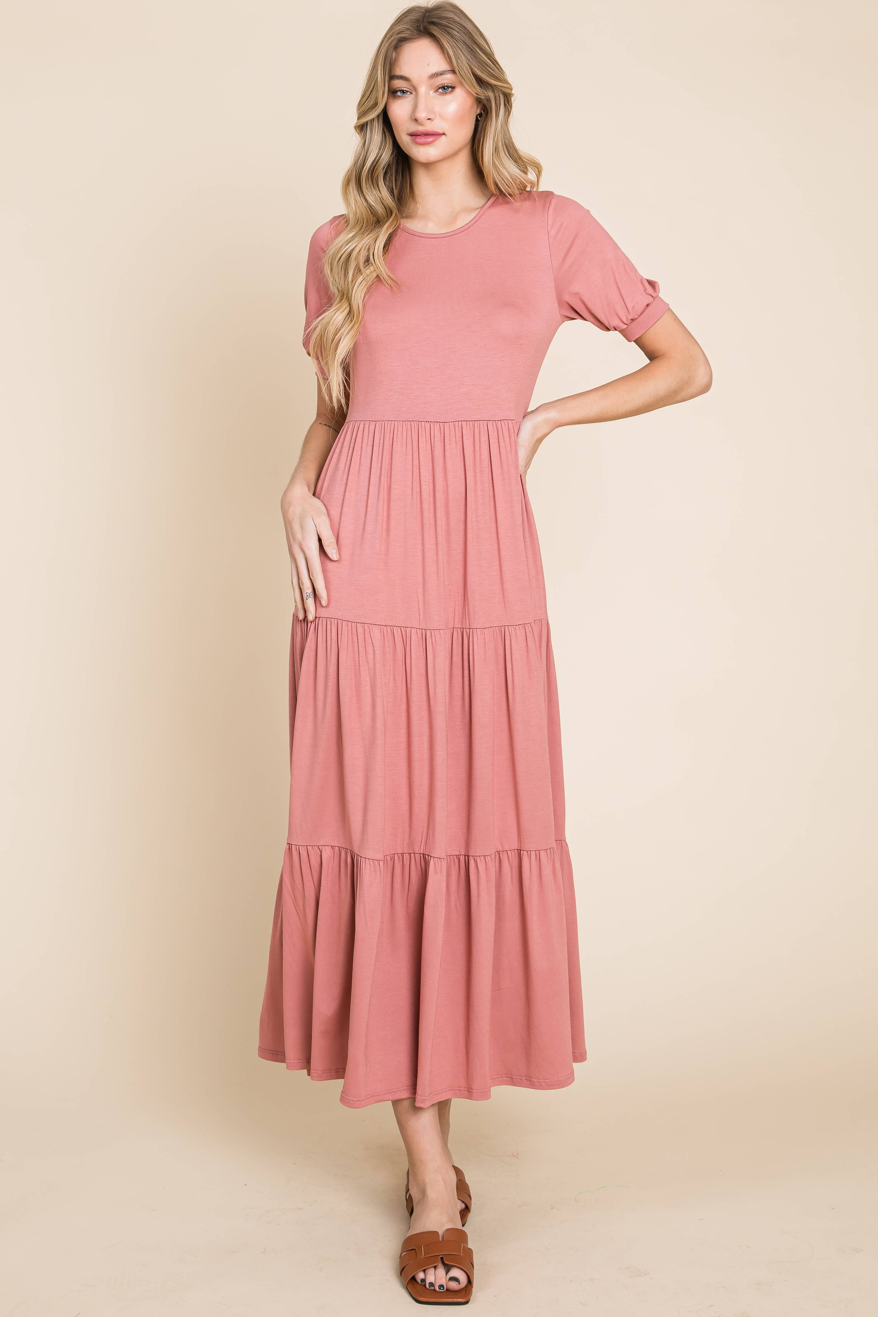 Flowy Everyday Tiered Maxi Dress for Women - Summer Boho Beach Dress with Pockets | Perfect for Vacations, Weddings & Casual Outings