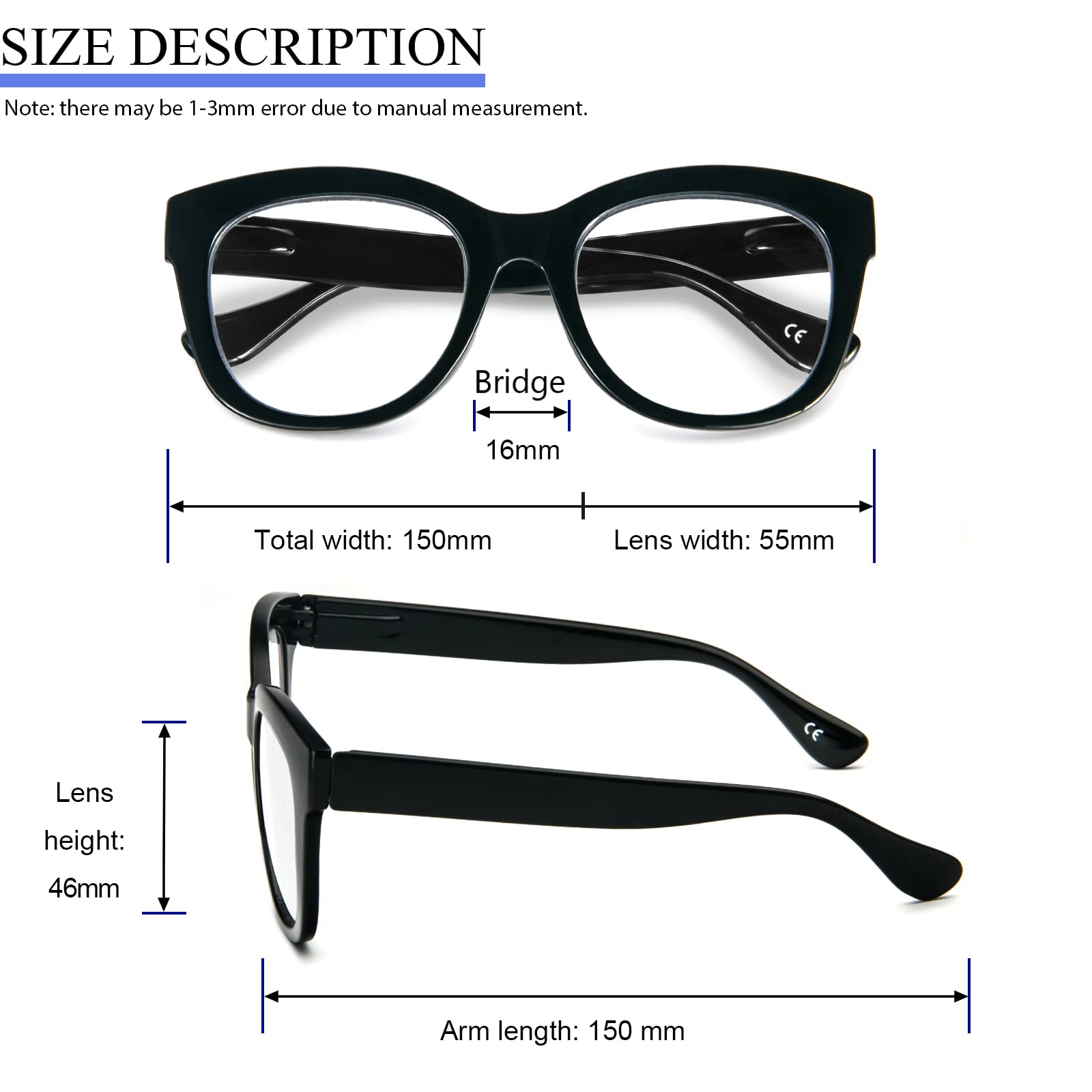 PRTCSLWD Oversized Reading Glasses for Women - 4 Pack Retro Blue Light Blocking Computer Glasses with Spring Hinge | Perfect for Office Work, Screen Time & Reading Books