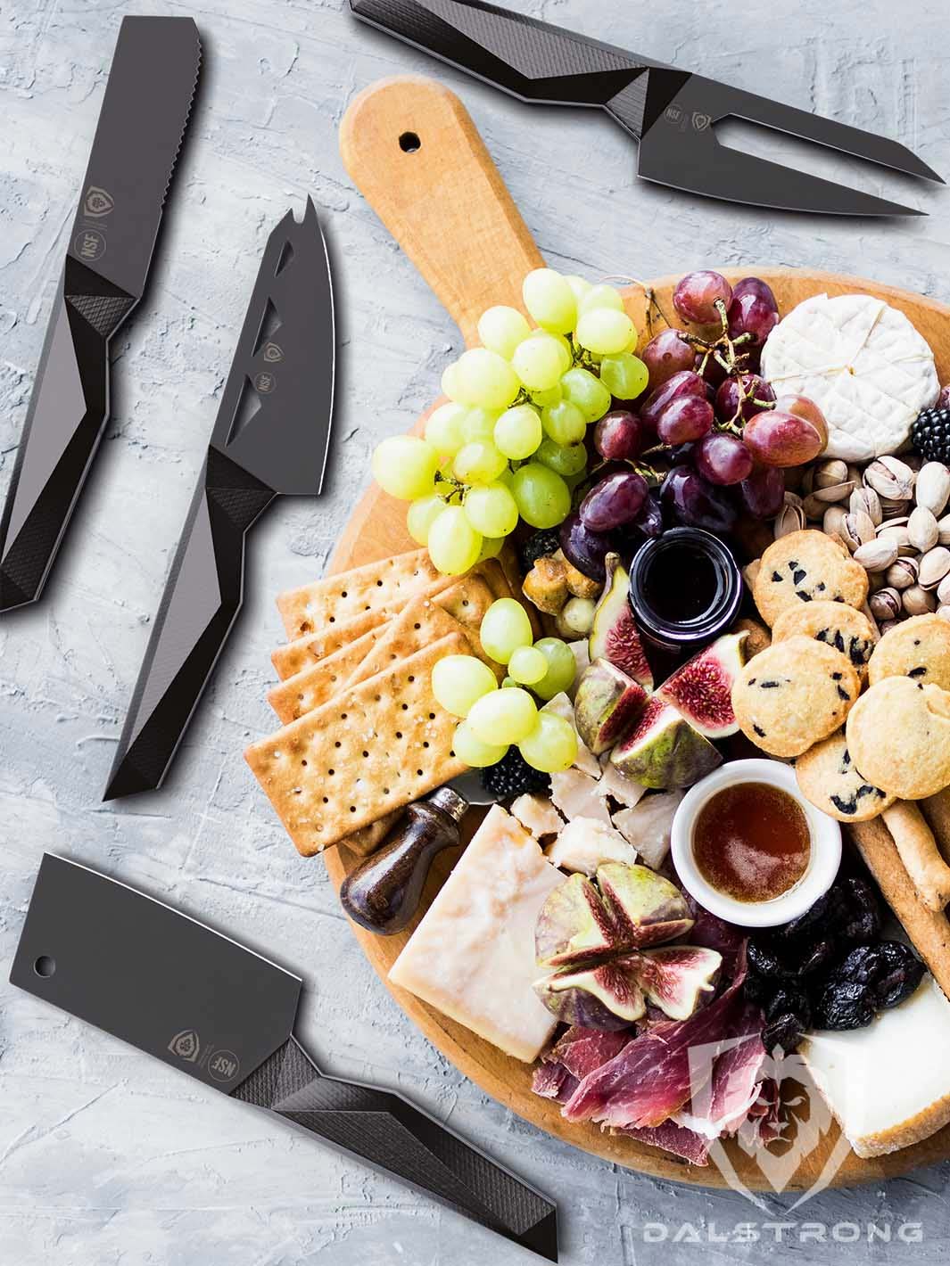 Premium 4-Piece Cheese Knife Set - Shadow Black Series - NSF Certified - Dalstrong - Perfect for Cheese Boards, Charcuterie & Entertaining