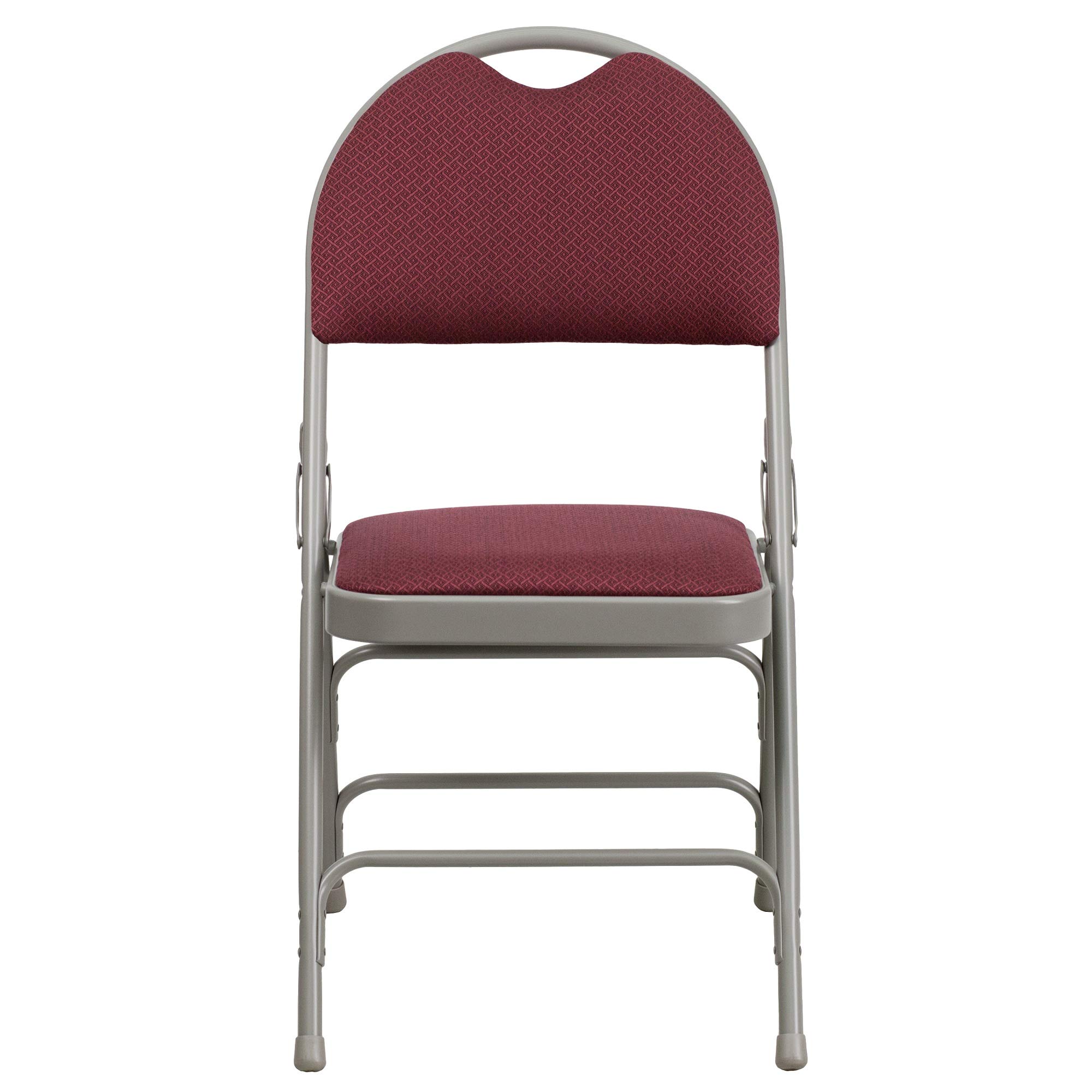 Flash Furniture 4-Pack HERCULES Series Heavy Duty Folding Chairs - Triple Braced Metal Frame, Burgundy Fabric, Easy-Carry Handle - Perfect for Weddings, Events, Parties & Home Use