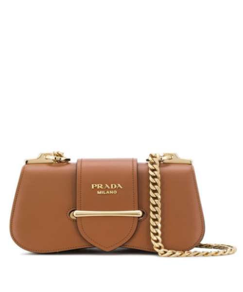 Prada Sidonie Leather Shoulder Bag for Women - Genuine Brown Leather Crossbody Purse - Fashionable Designer Handbag for Work, Travel & Evening Out