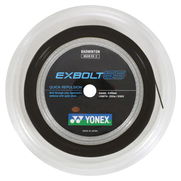 Yonex Exbolt 65 Badminton String Reel - 200m High Performance String for Professional Players - Perfect for Tournament Play & Training Sessions