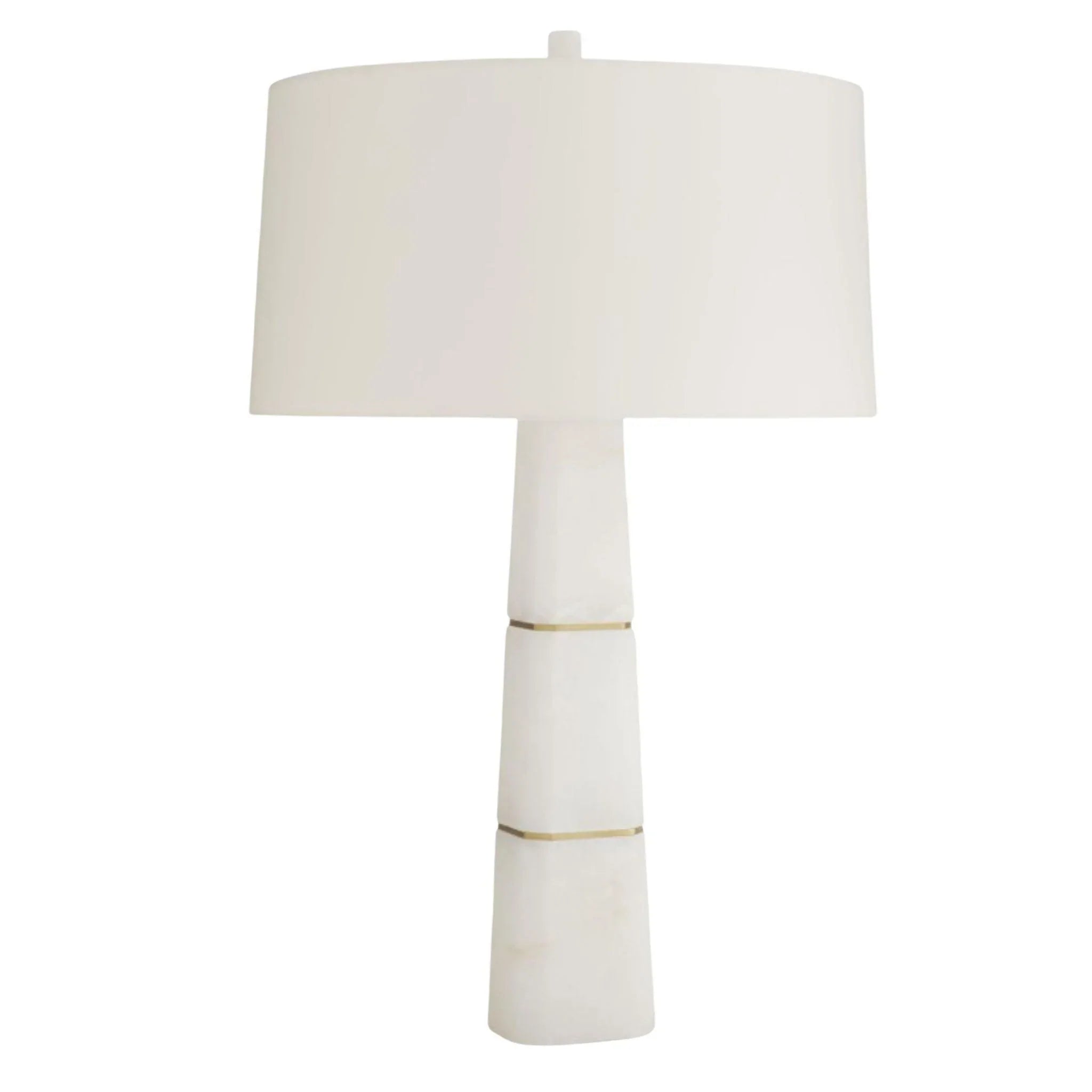 Alabaster Dosman Table Lamp - Elegant White Stone Bedside Light for Living Room, Bedroom & Office Decor