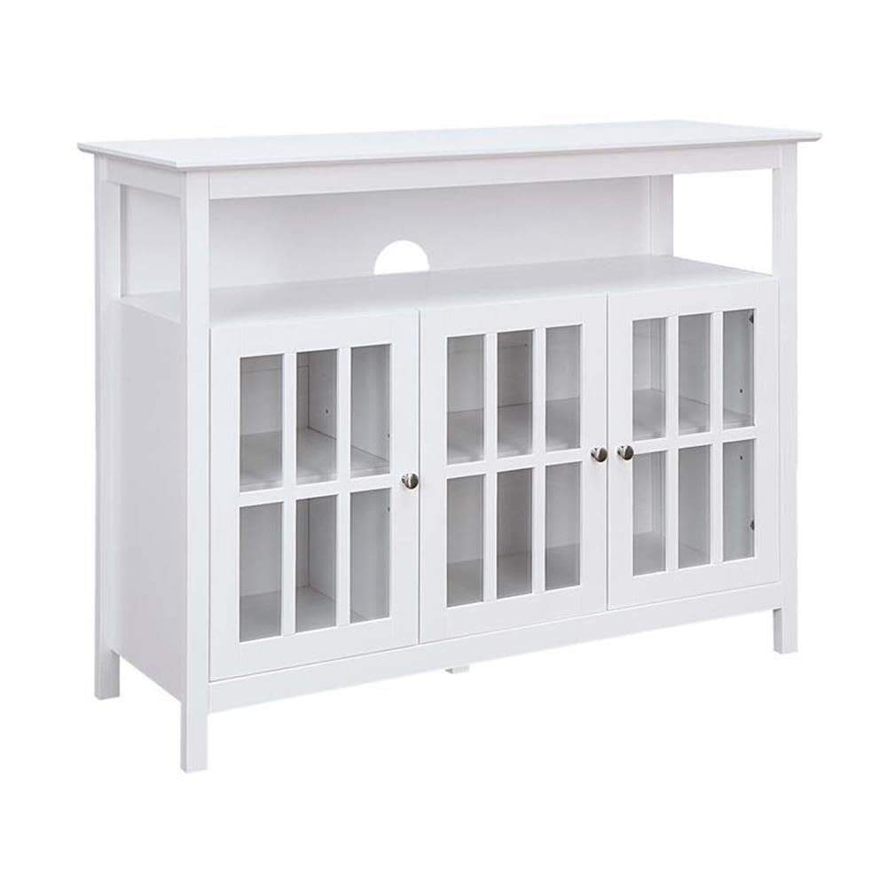Convenience Concepts Big Sur Deluxe TV Stand - 55 Inch Entertainment Center with Storage Cabinets & Shelves, White - Perfect for Living Room, Bedroom & Home Theater Setup