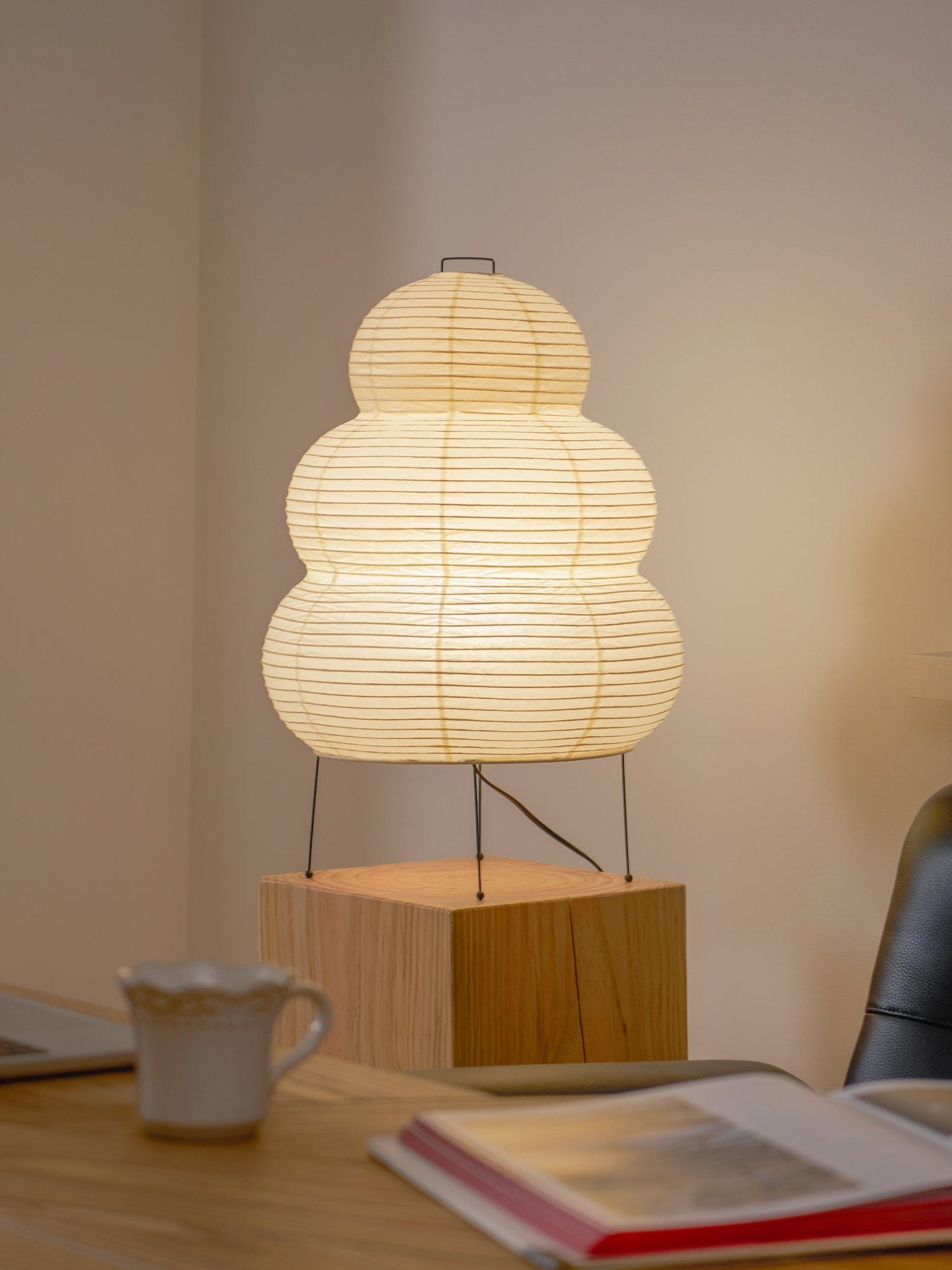 Japanese Akari Paper Table Lamp - Handmade Shoji Style Lighting for Bedroom, Living Room & Office - Warm Ambient Light for Relaxation & Decor