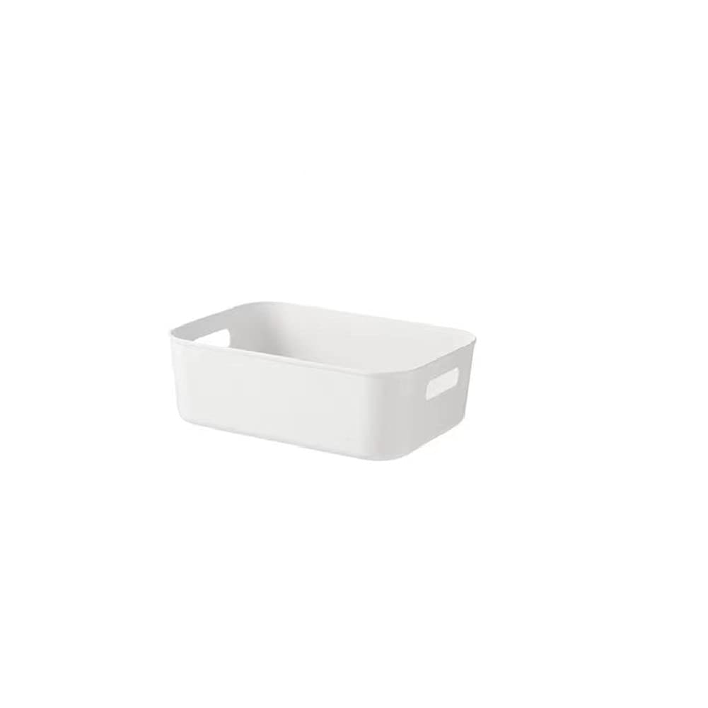 White Plastic Storage Bin with Handles - Multi-Purpose Organizer Basket for Kitchen Pantry, Bedroom, Bathroom - Perfect for Food Storage, Snack Containers & Toy Organization (1-Pack) - Ideal for Home, Office & Dorm Organization