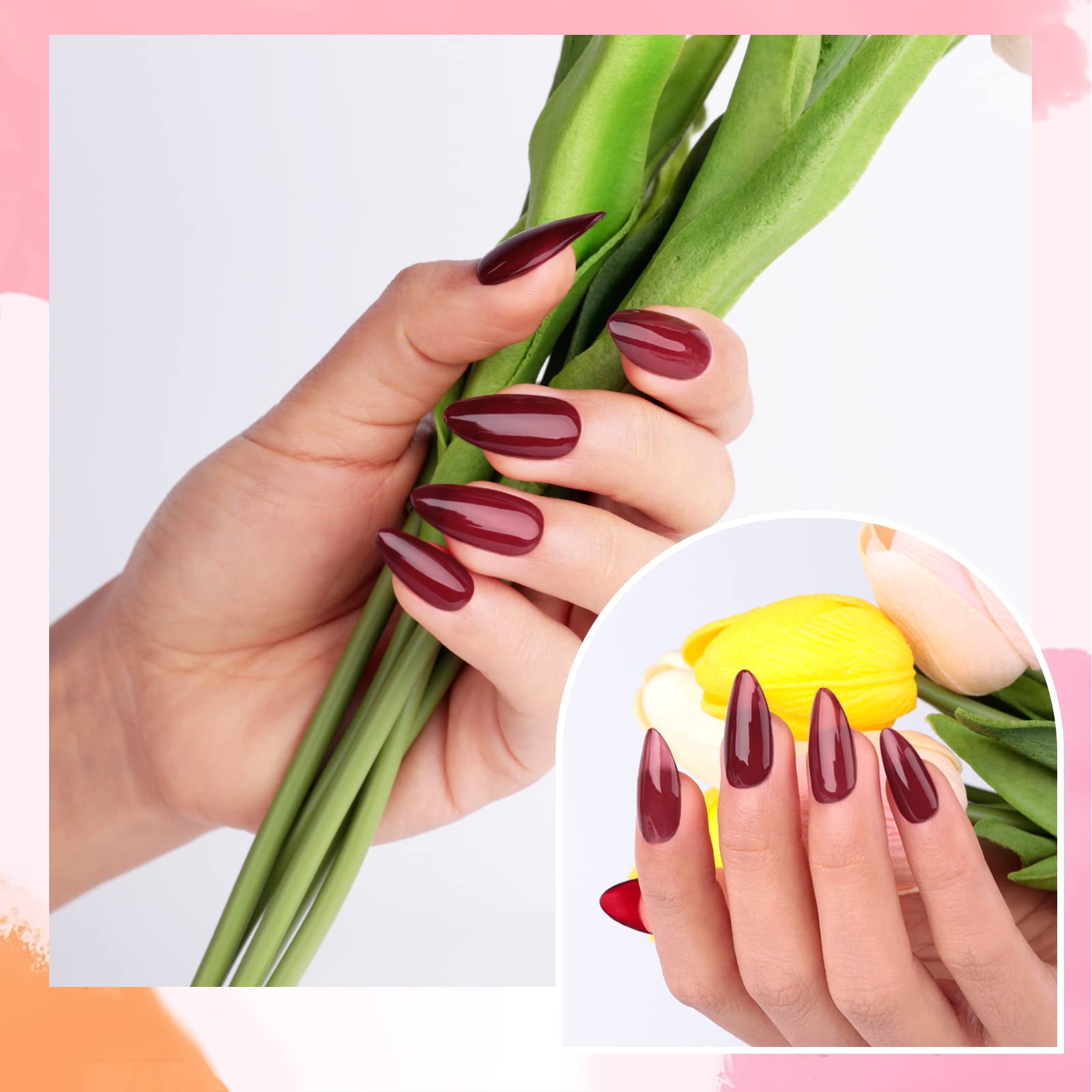 Imtiti Translucent Gel Nail Polish - 0.5 fl oz Dark Red Sheer Soak Off UV/LED Gel Polish for Manicure, Nail Art & Salon DIY | Long Lasting Christmas & Halloween Nail Designs | Perfect for Parties, Weddings & Special Occasions