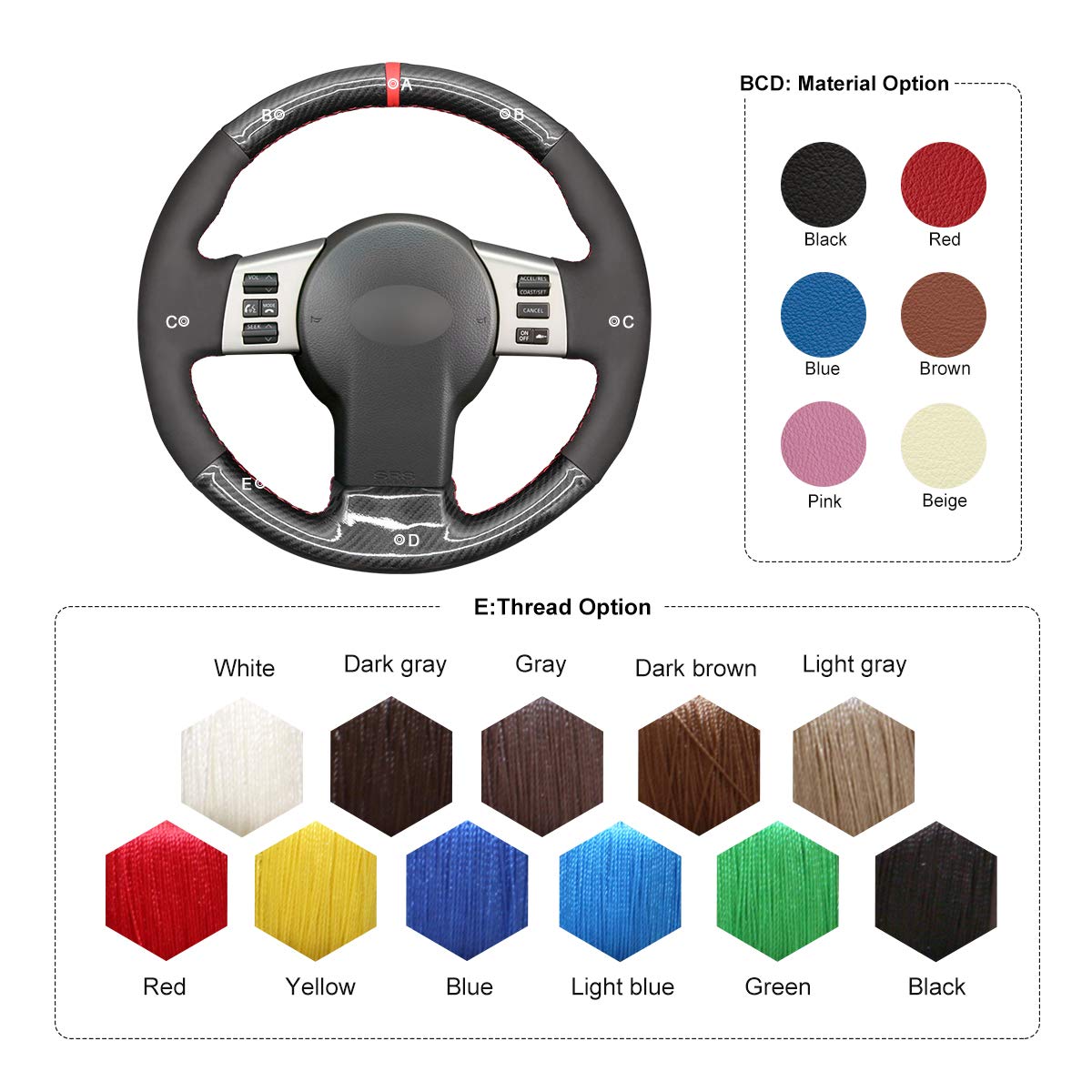 Custom MEWANT PU Carbon Fiber Steering Wheel Cover for Infiniti FX/Nissan 350Z - Driving Comfort