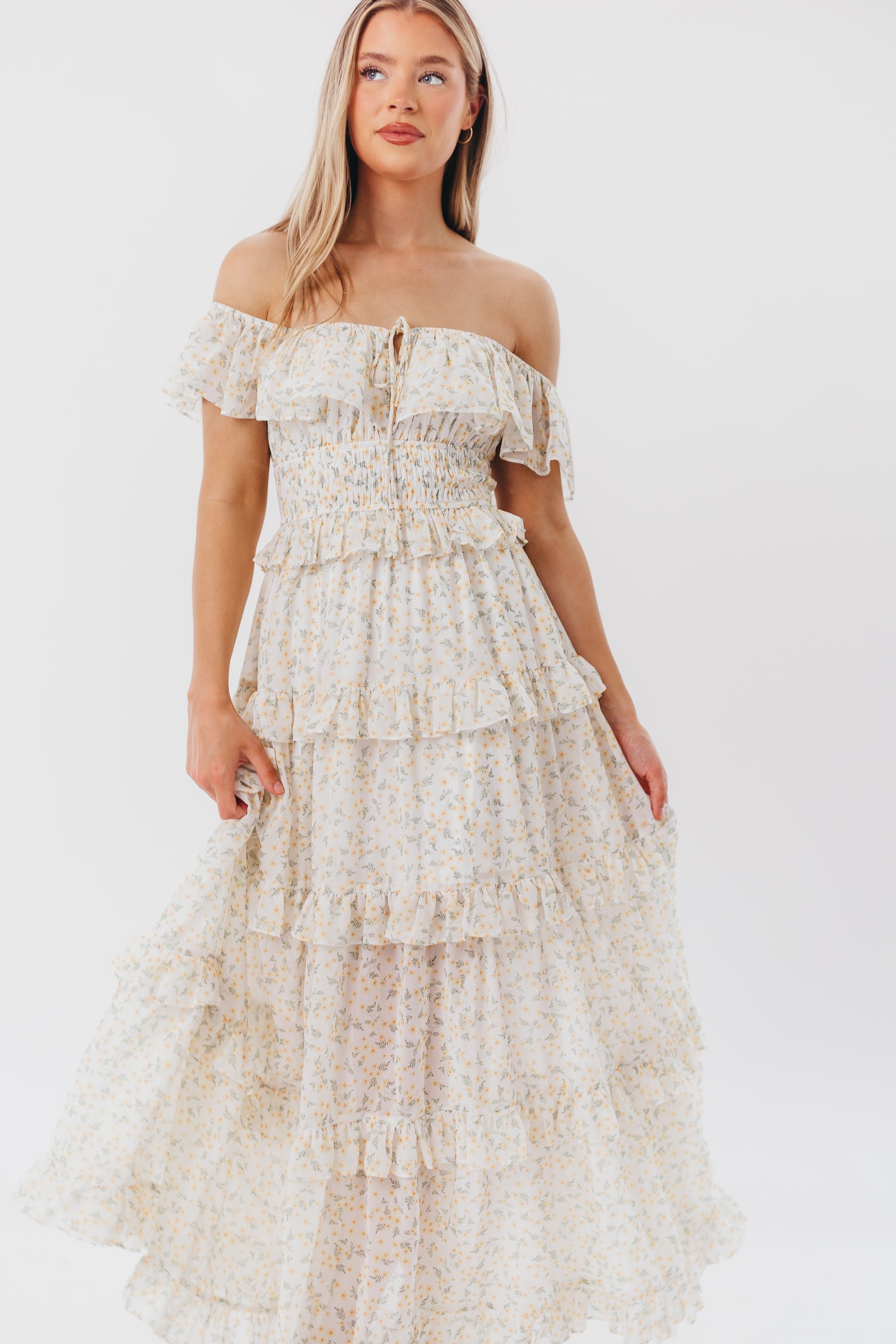 Astrid Ruffle Detail Maxi Dress - Yellow Floral Maternity Dress for Pregnancy | Bump Friendly, Comfortable & Stylish for Baby Showers, Maternity Photos & Summer Occasions