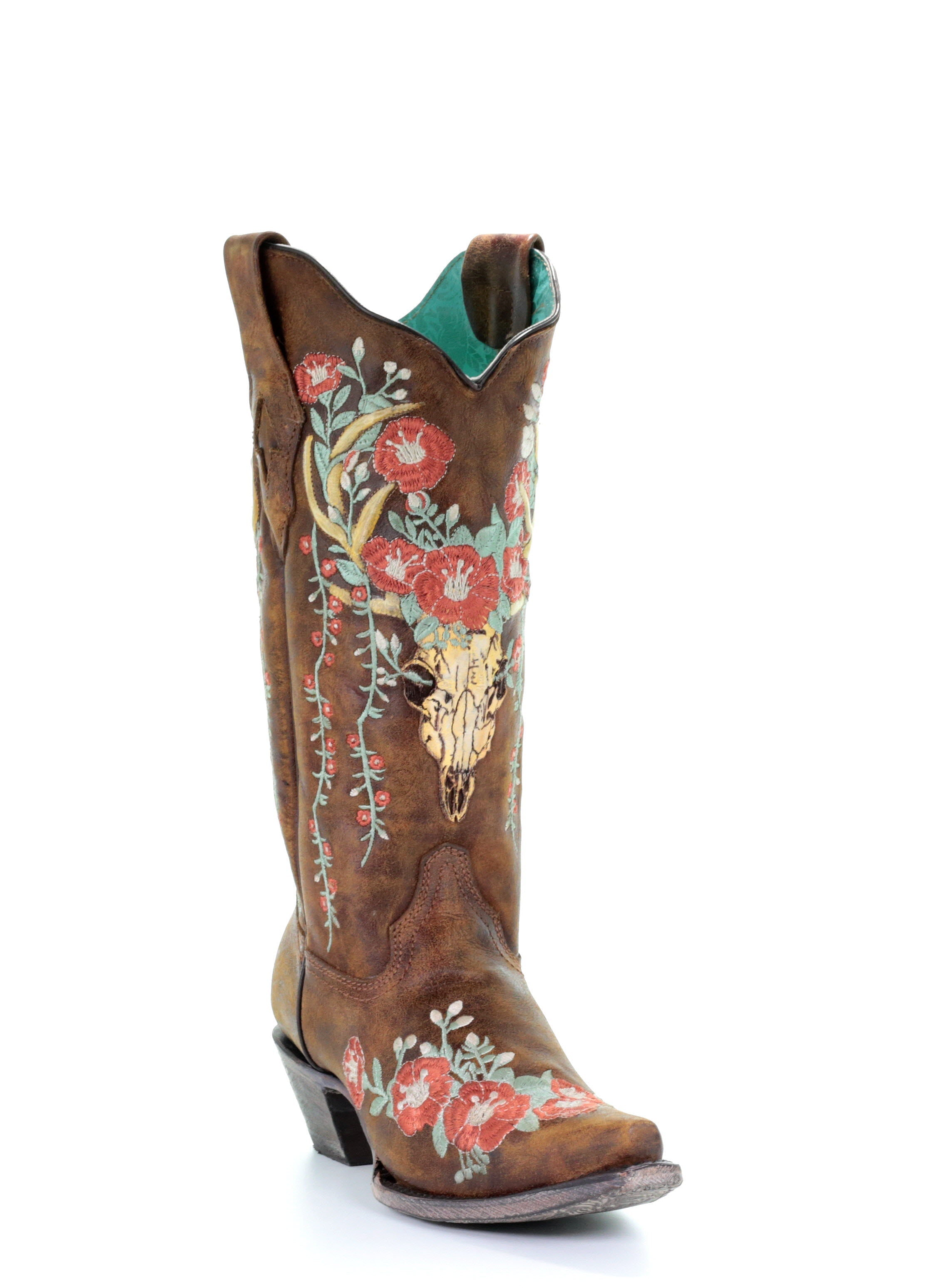 A3652 Women's Western Cowgirl Leather Boots - Tan Corral Style for Rodeo, Line Dancing & Country Fashion
