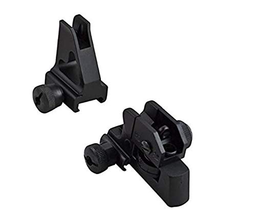Premium Aluminum Alloy Front & Rear Iron Sight Set with Windage/Elevation Adjustment for Picatinny Rail - Tactical Rifle Accessories for AR-15, Hunting & Shooting Sports (New Version)